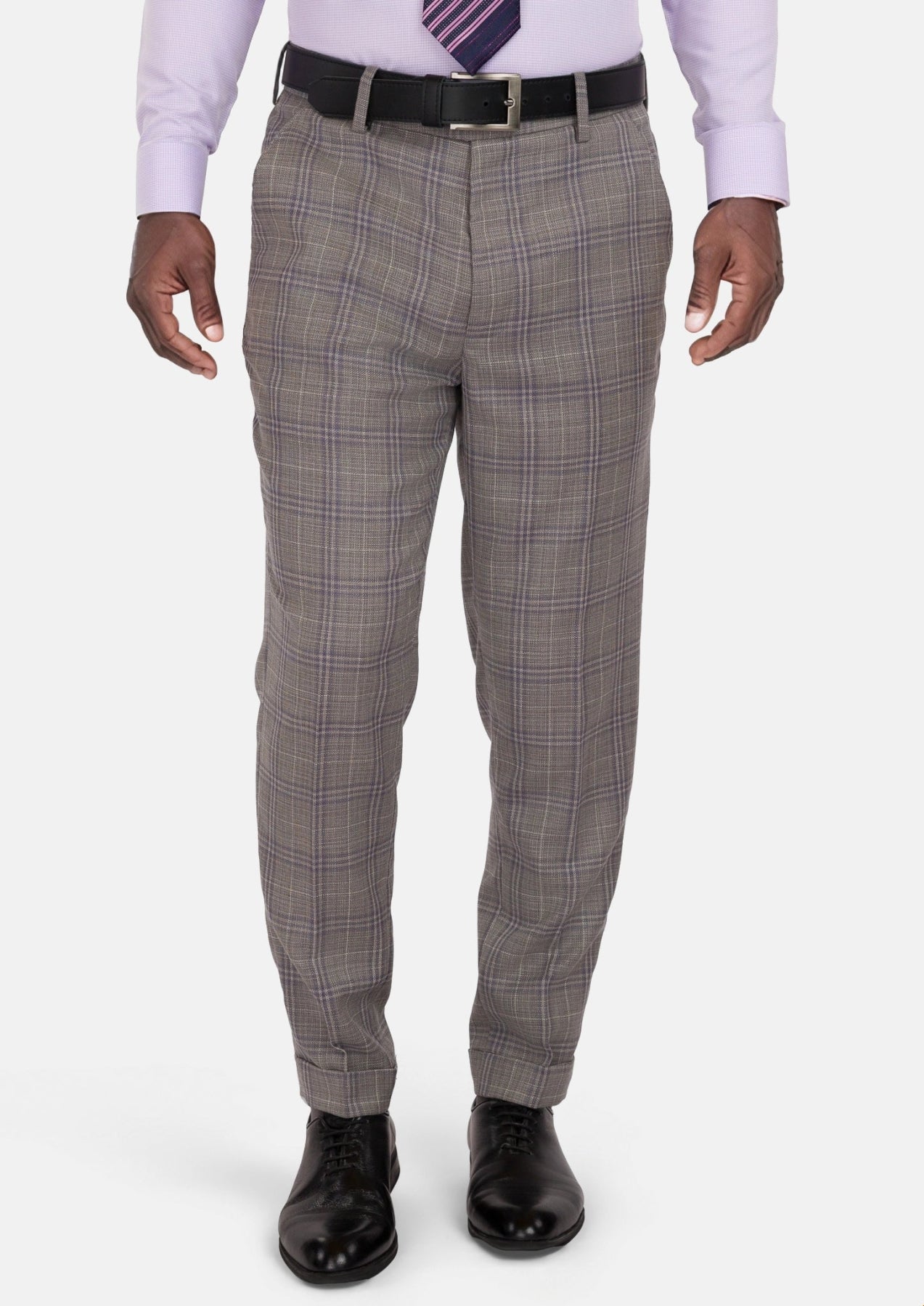 Nickel Grey Checked Pants