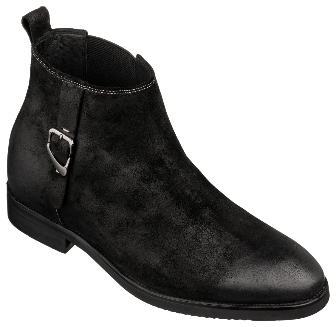Nubuck Black Chelsea Ankle Boots - 3 Inches Taller - SARTORO81