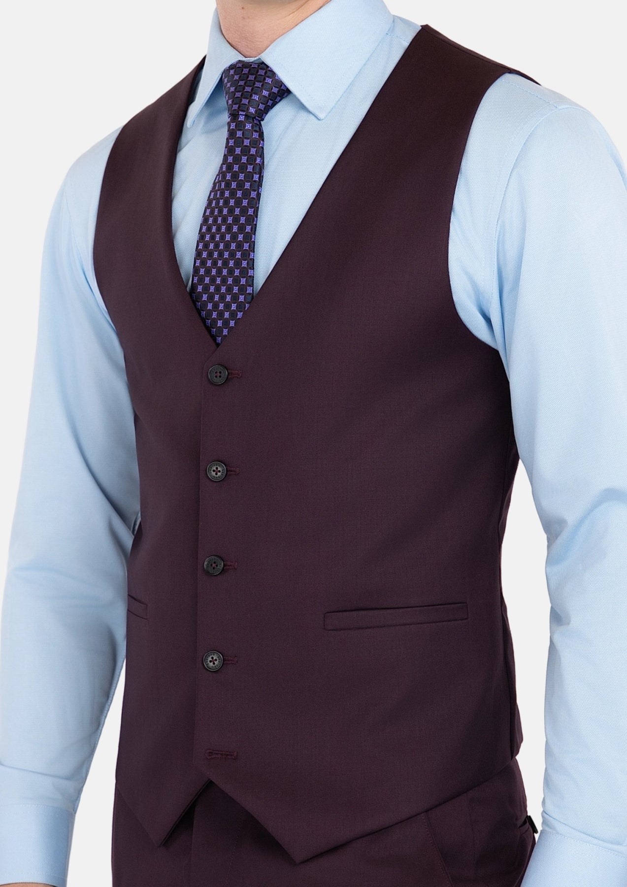 Obsidian Purple Italian Wool Vest - SARTORO244