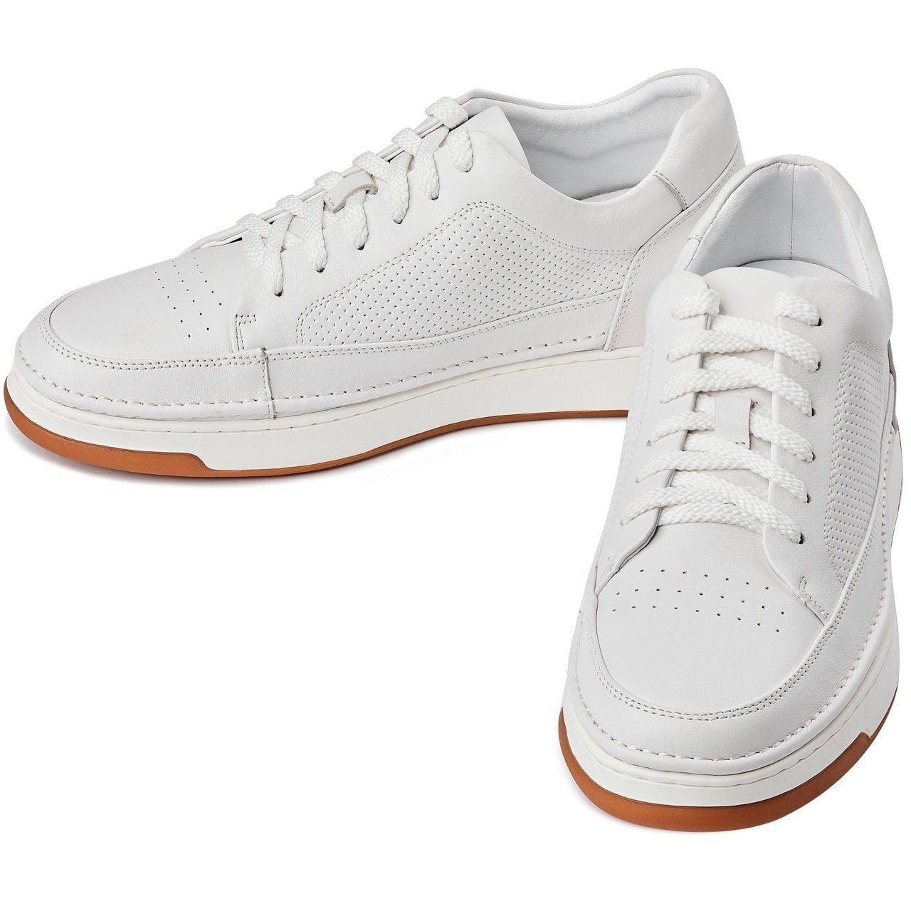Off-White & Gum Sole Elevated Micro-Perforated Leather Sneakers - 2857