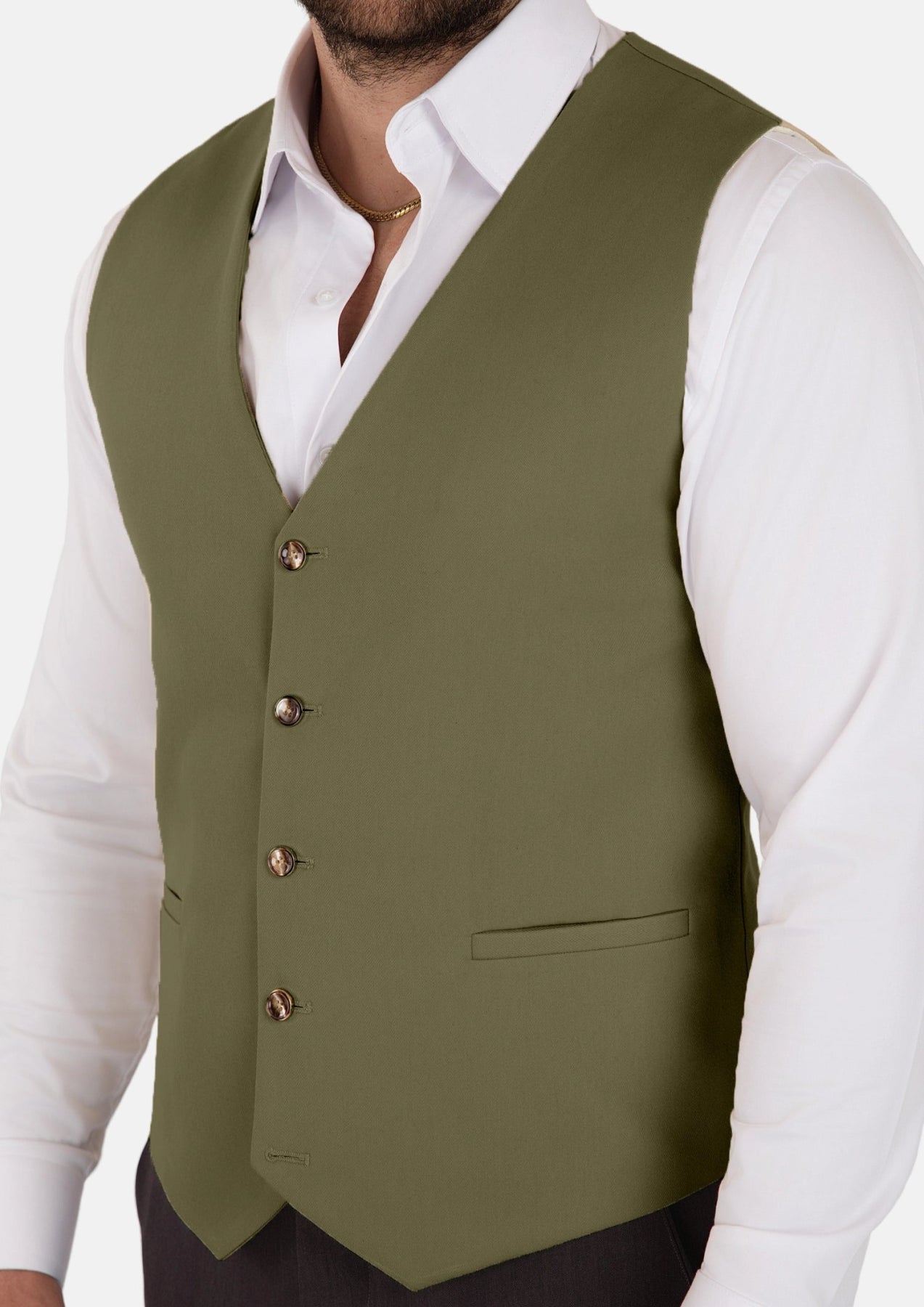 Olive Cotton Vest - SARTORO547