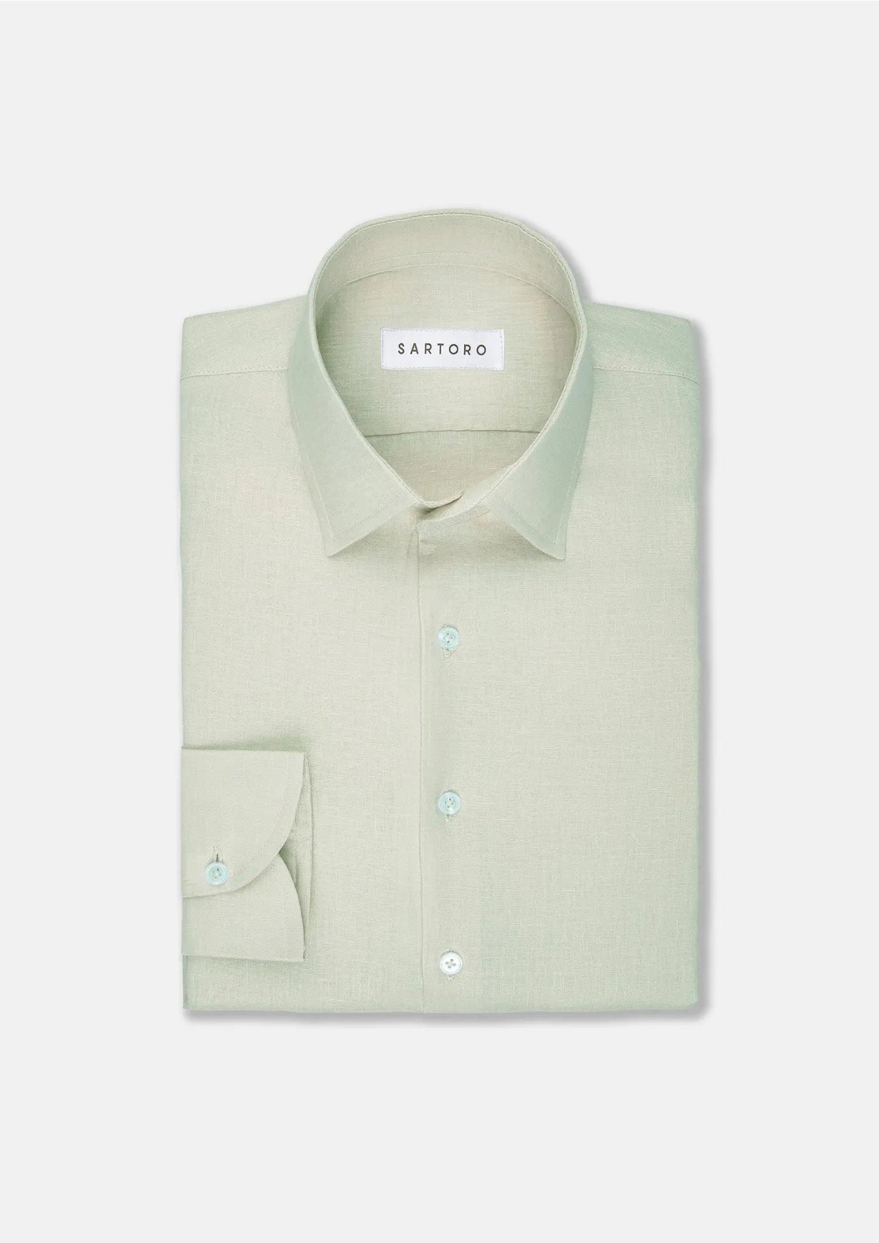 Olive Cream Linen Blend Shirt - SARTORO273