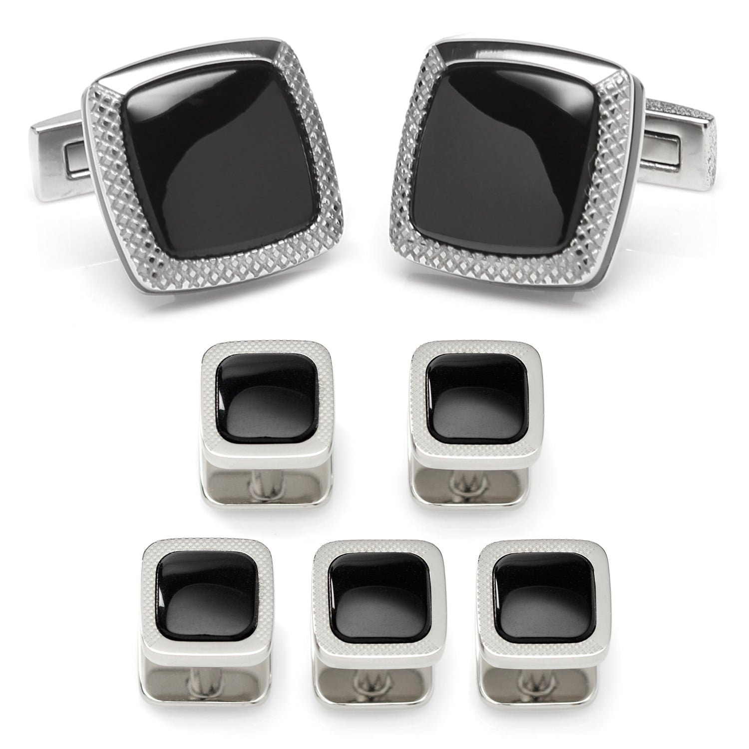 Onyx Cushion Stainless Steel 5-Stud Set427