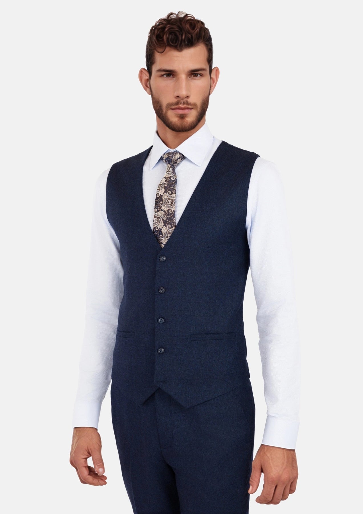 Oxford Blue Flannel Vest - SARTORO56
