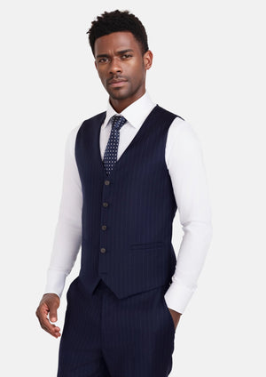 Oxford Blue Pinstripe Vest - SARTORO