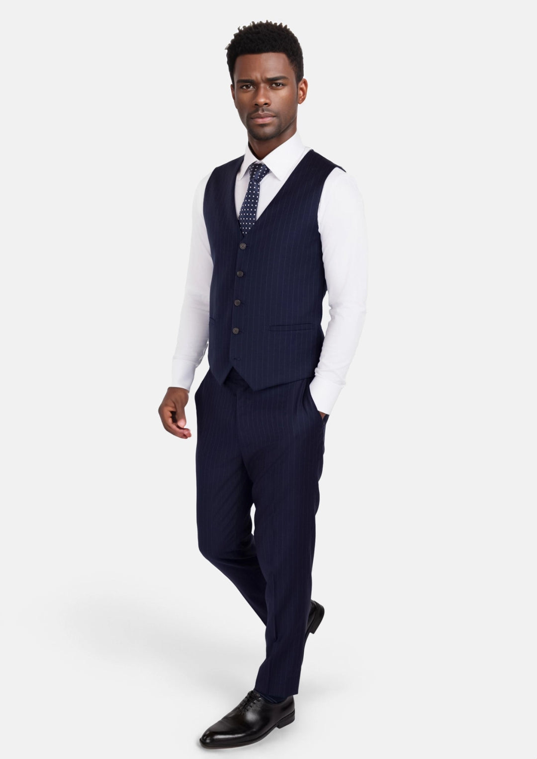 Oxford Blue Pinstripe Vest - SARTORO