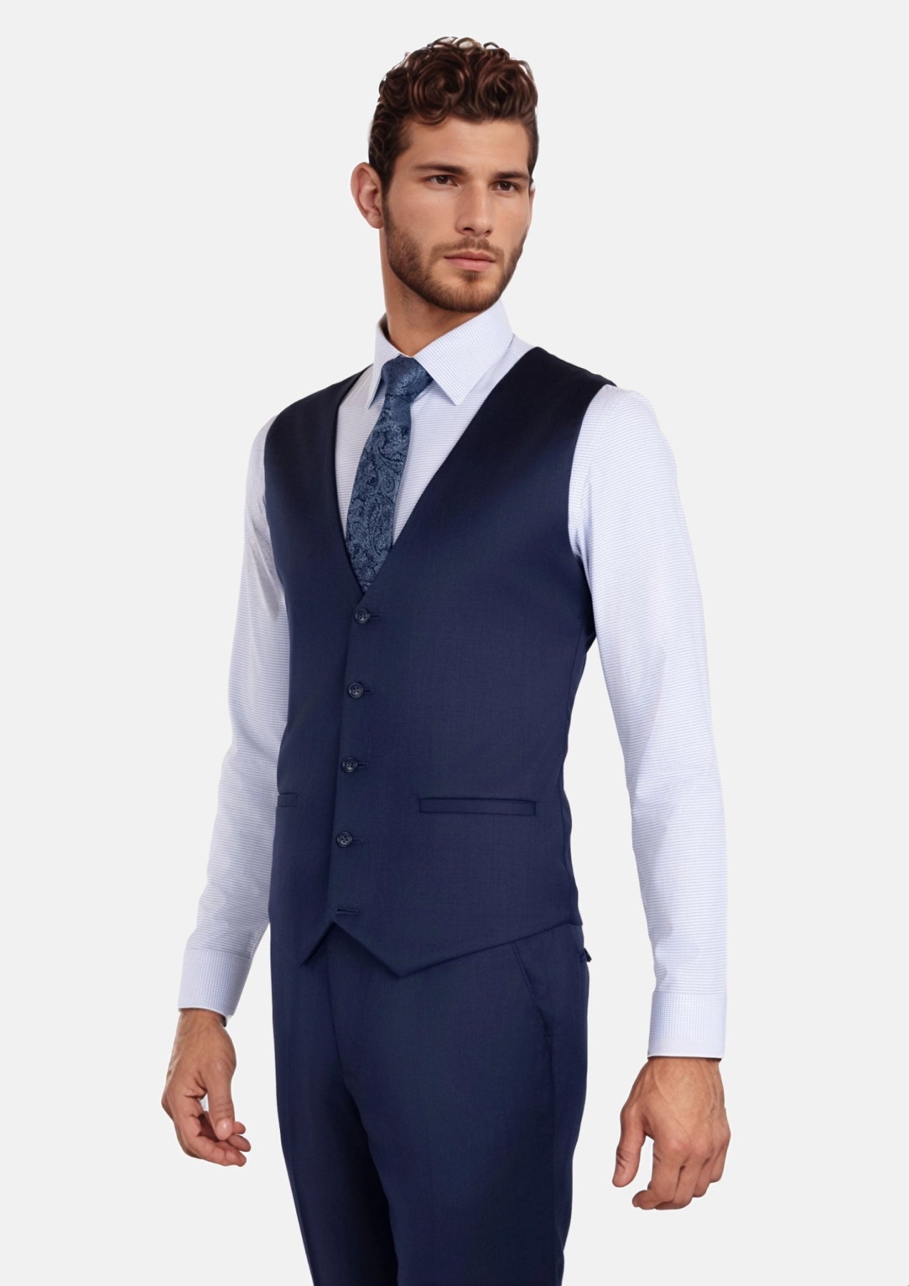 Oxford Navy Vest - SARTORO307