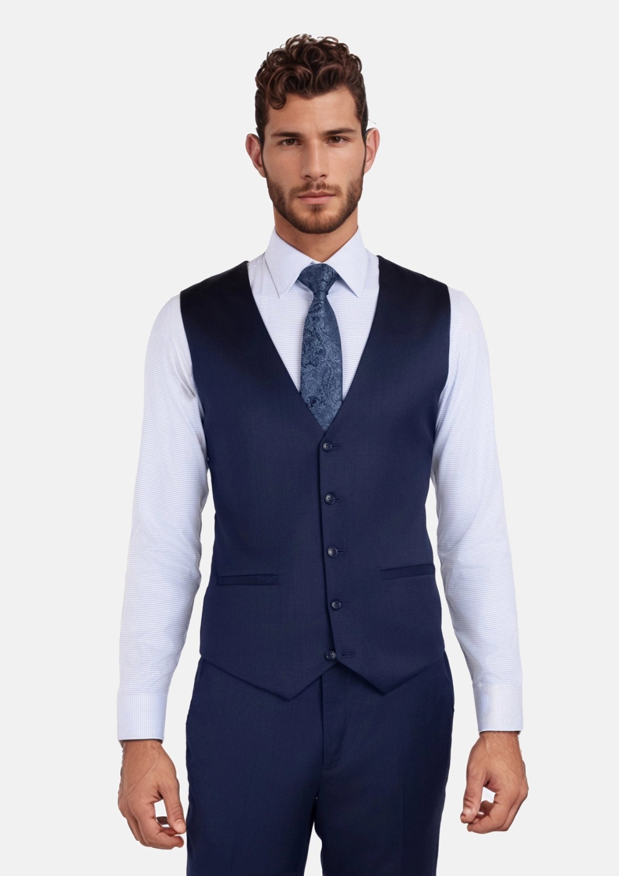 Oxford Navy Vest - SARTORO276