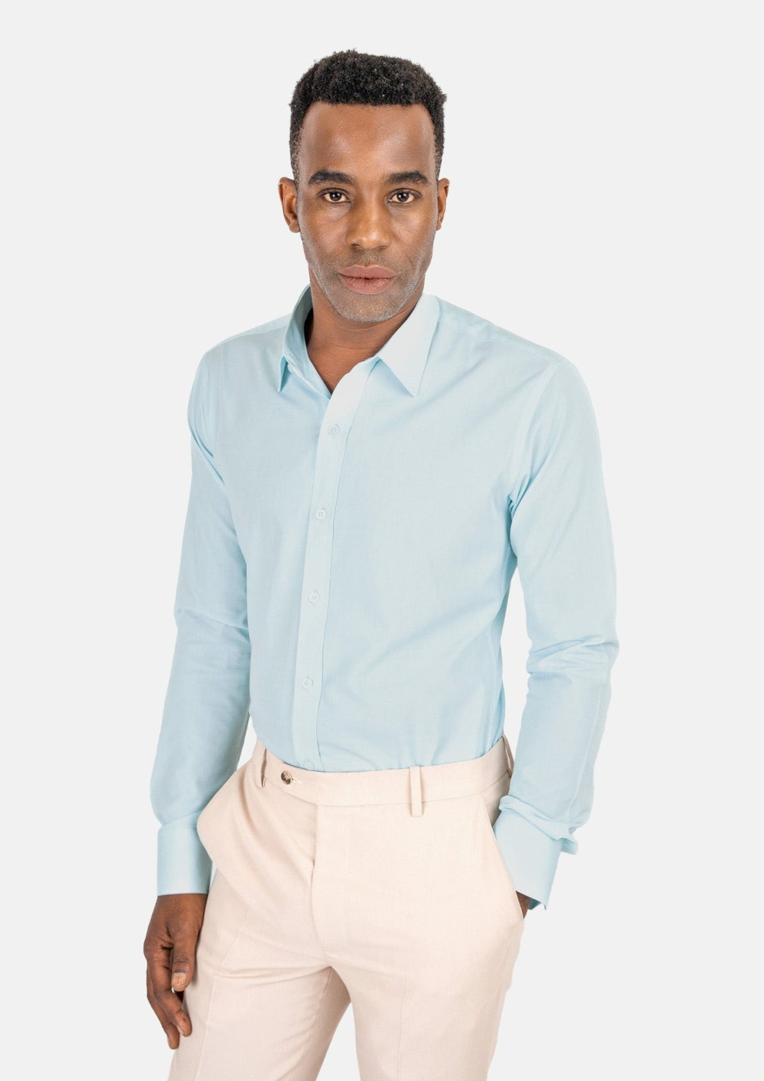 Pale Aqua End On End Shirt - SARTORO
