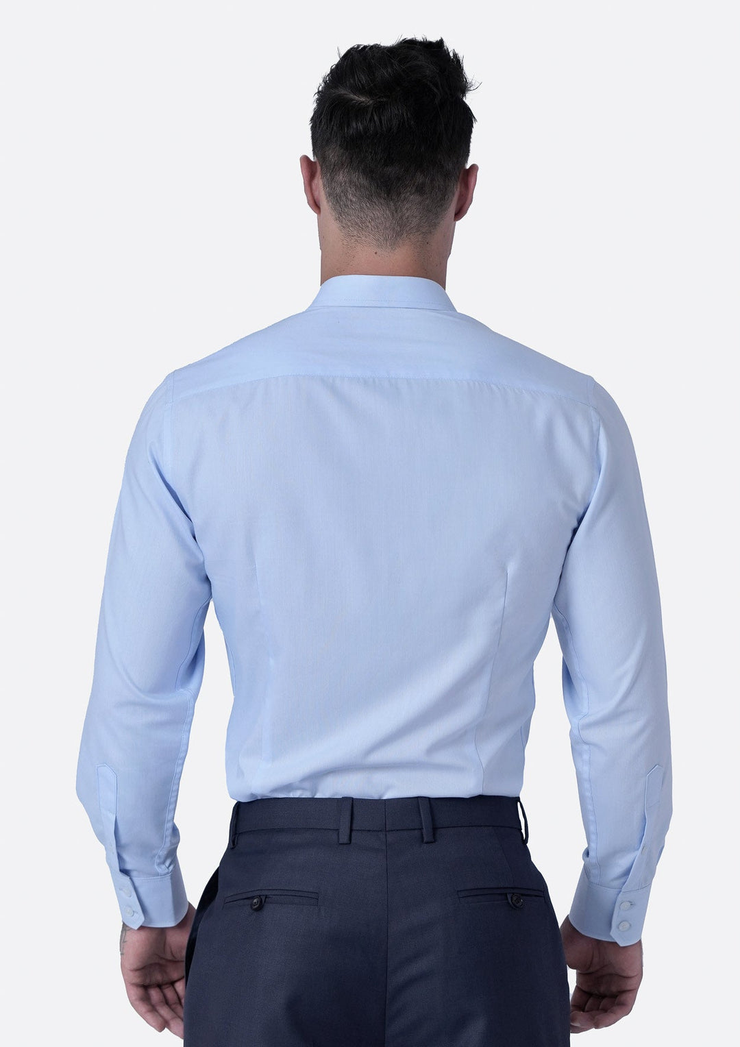 Pale Blue Cotton Broadcloth Shirt - SARTORO