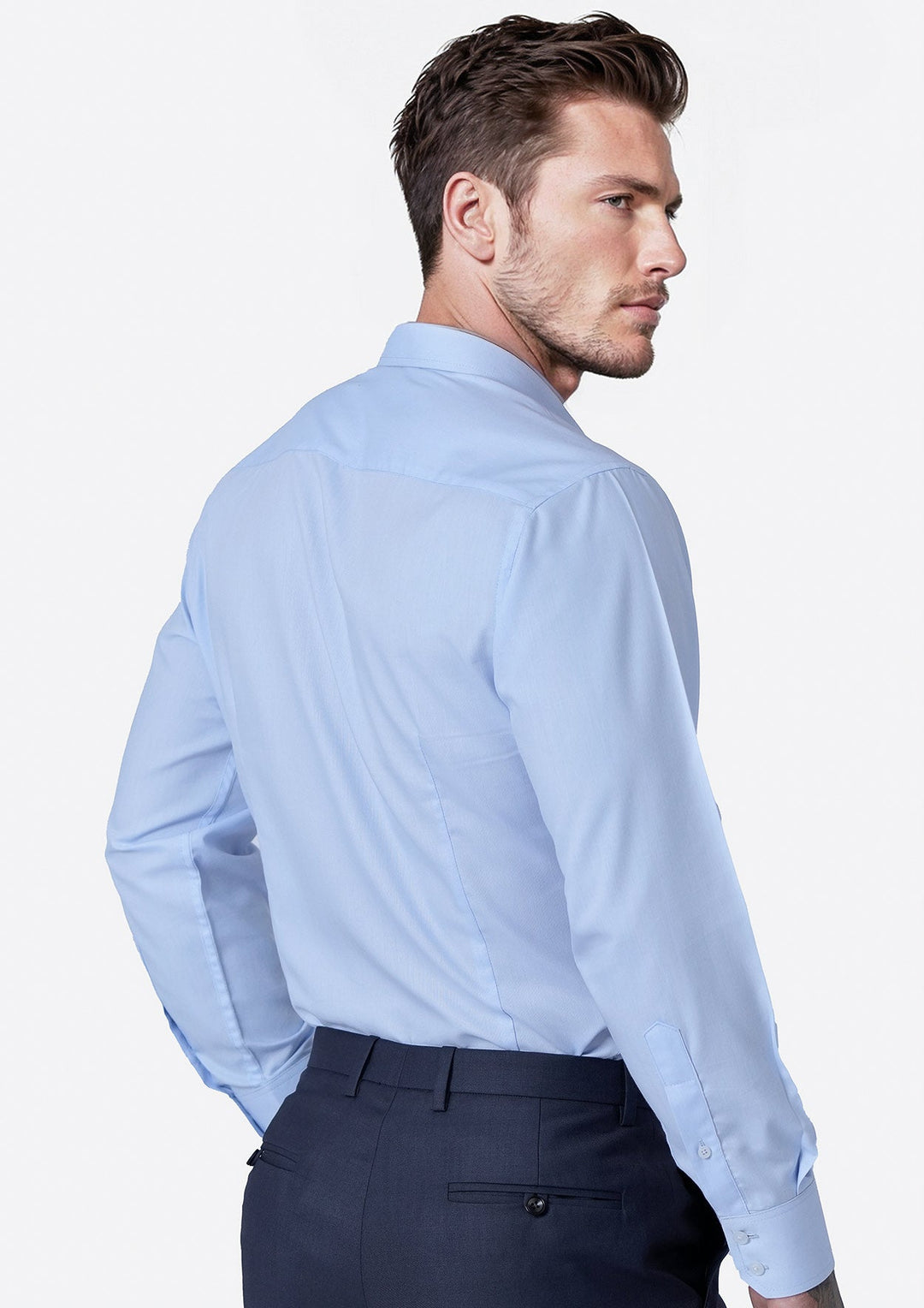 Pale Blue Cotton Broadcloth Shirt - SARTORO