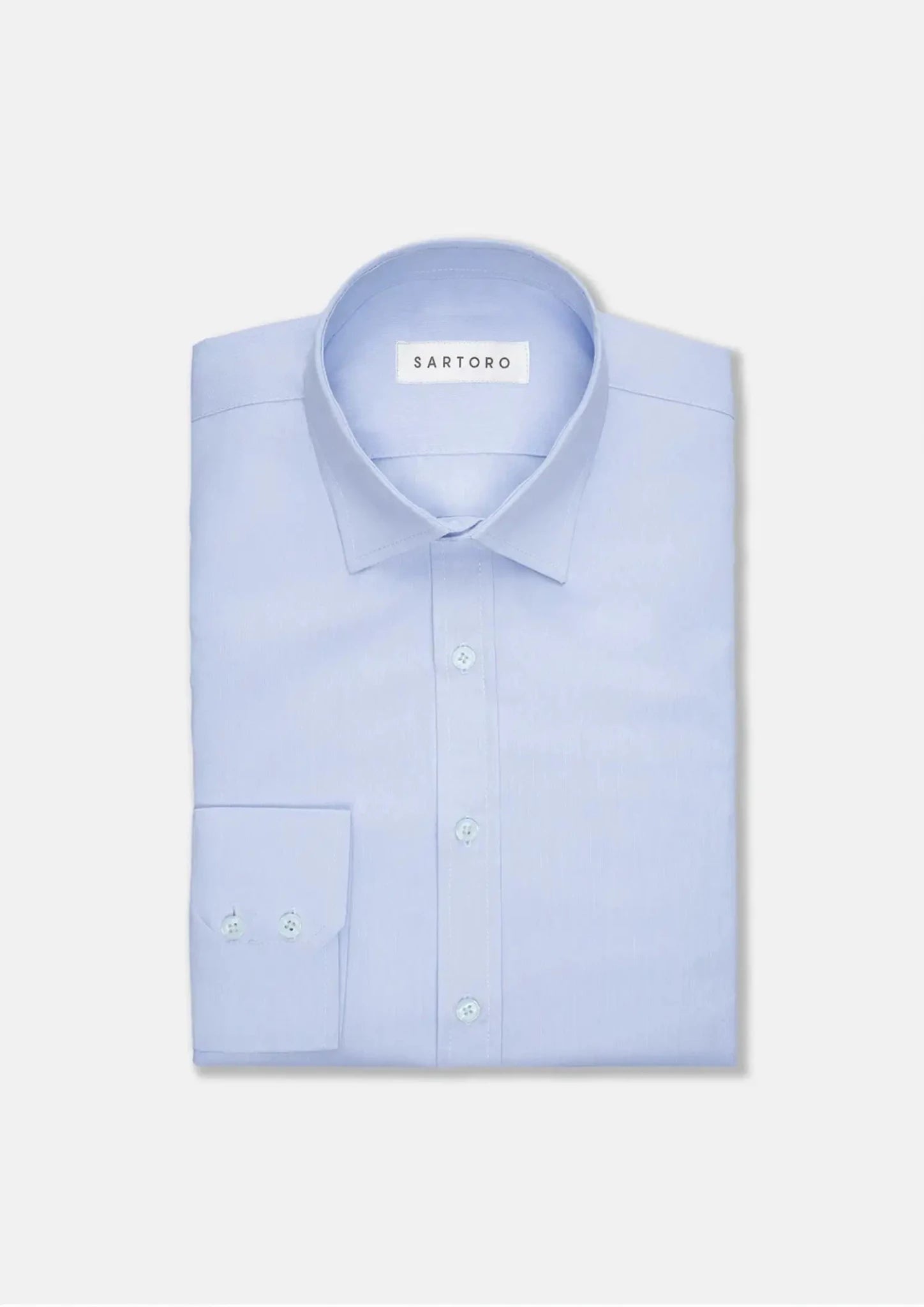 Pale Blue Cotton Broadcloth Shirt - SARTORO416