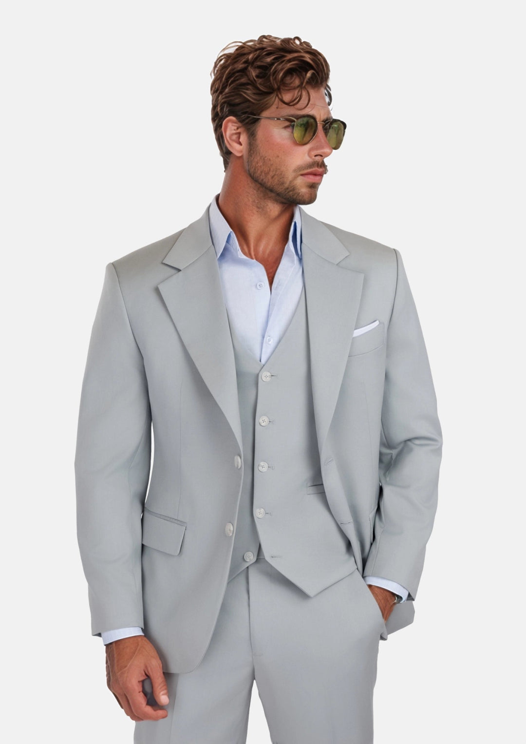 Pale Blue Italian Wool Ellis Suit - SARTORO