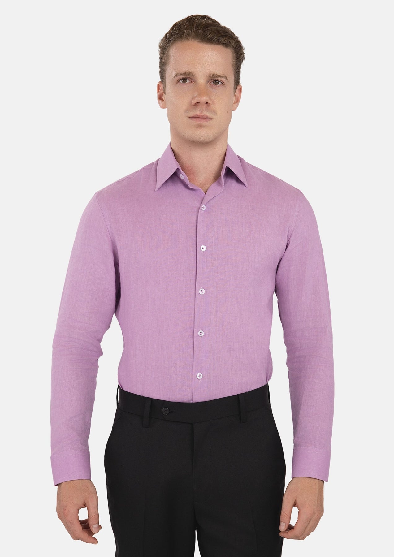Pastel Violet Linen Shirt - SARTORO656