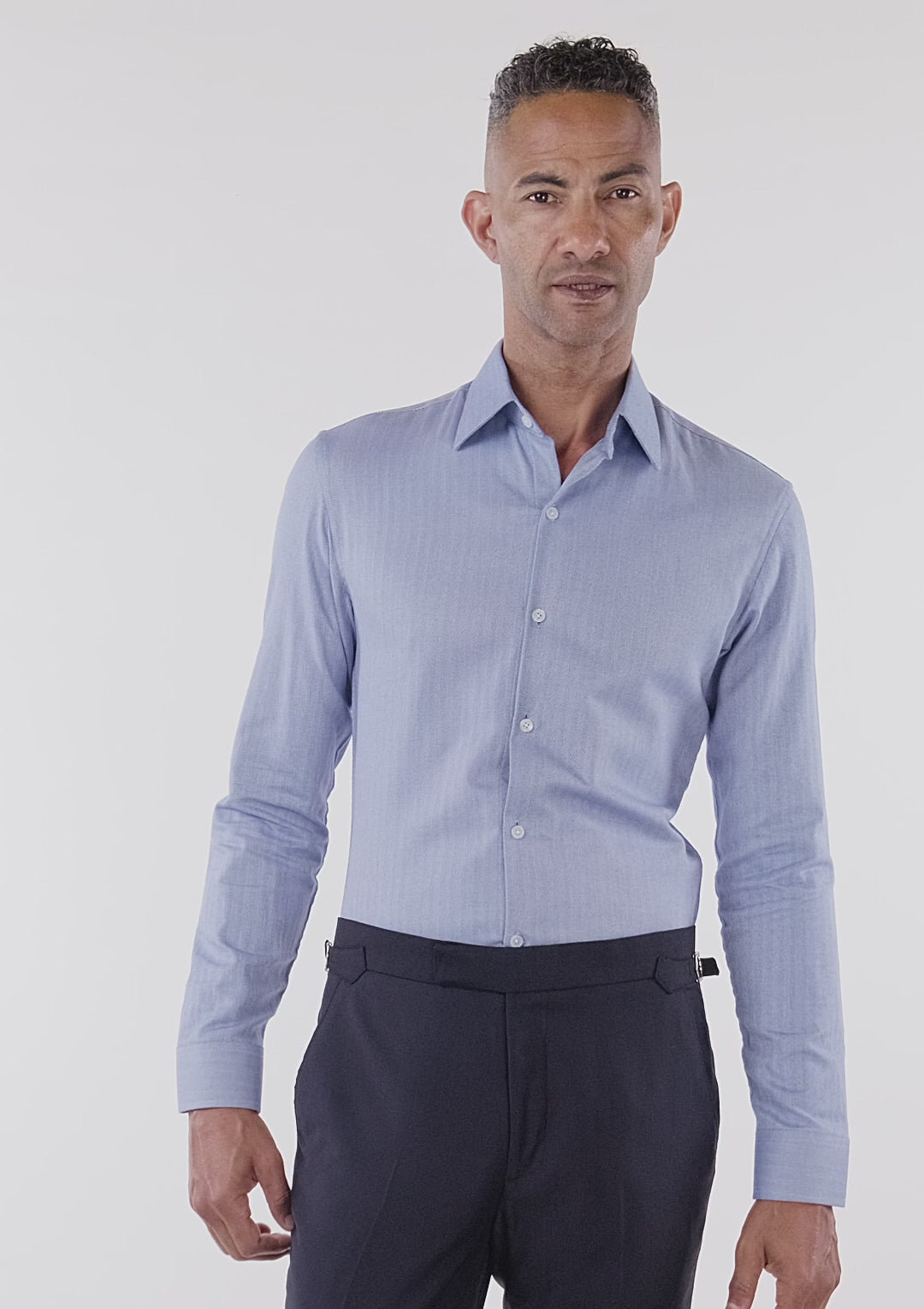 Ocean Blue Herringbone Shirt