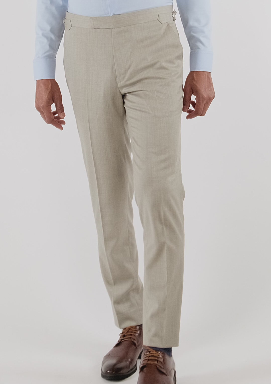 Beige Sandstone Italian Wool Pants
