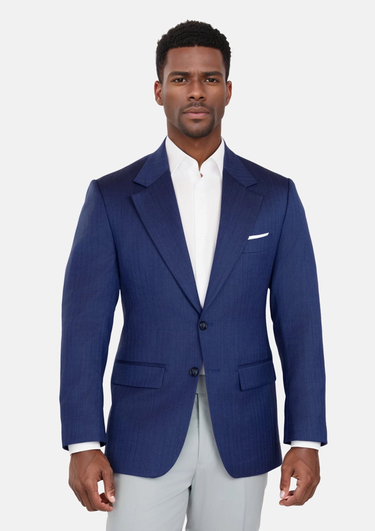 Royal Blue Herringbone Ellis Jacket - SARTORO Royal Blue Herringbone Ellis Jacket - SARTORO