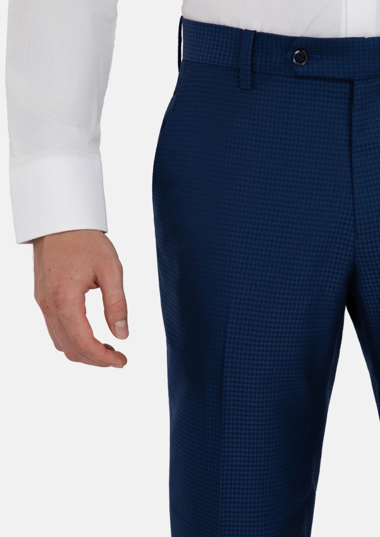 Royal Blue Microcheck Pants - SARTORO811