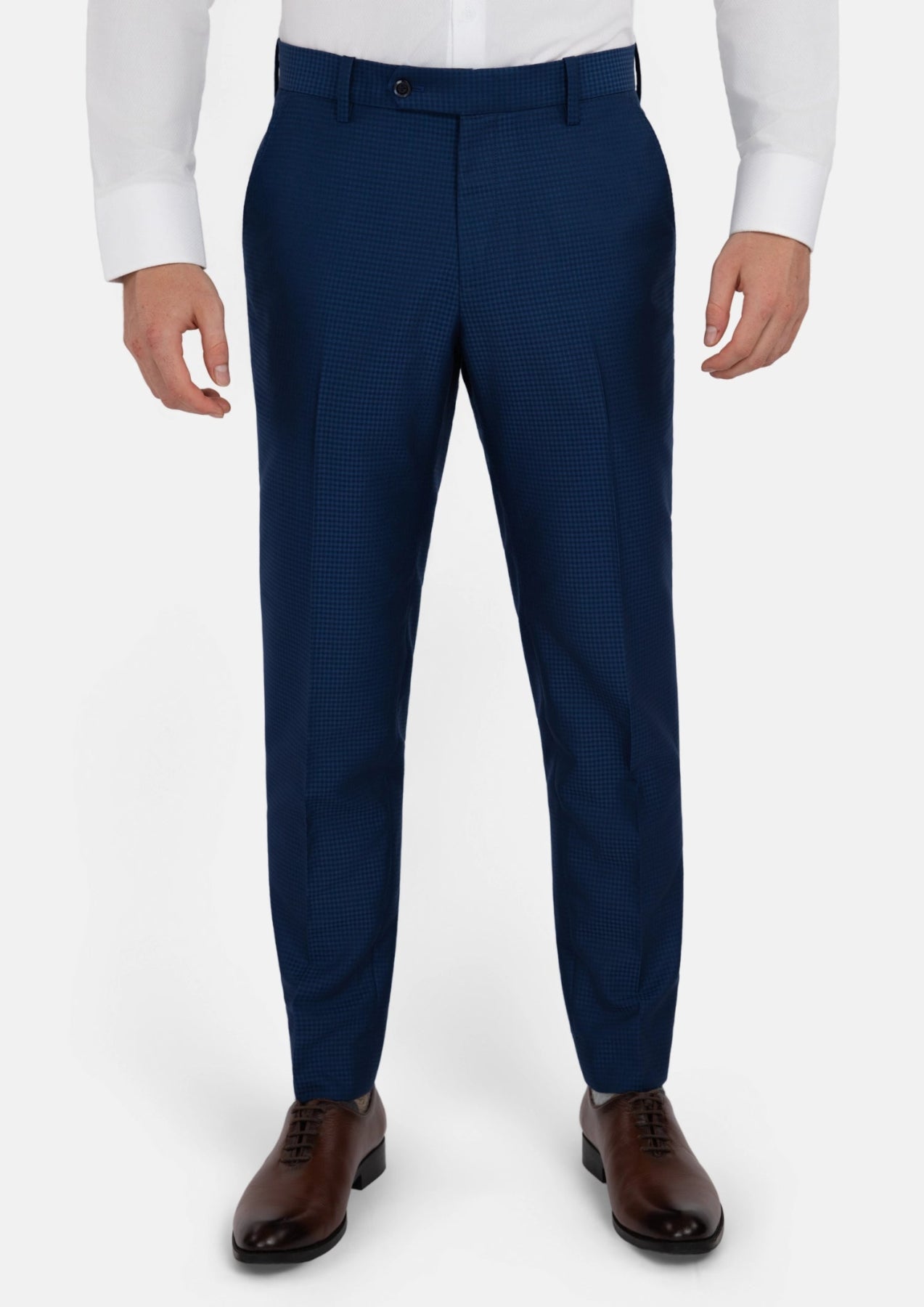 Royal Blue Microcheck Pants - SARTORO138