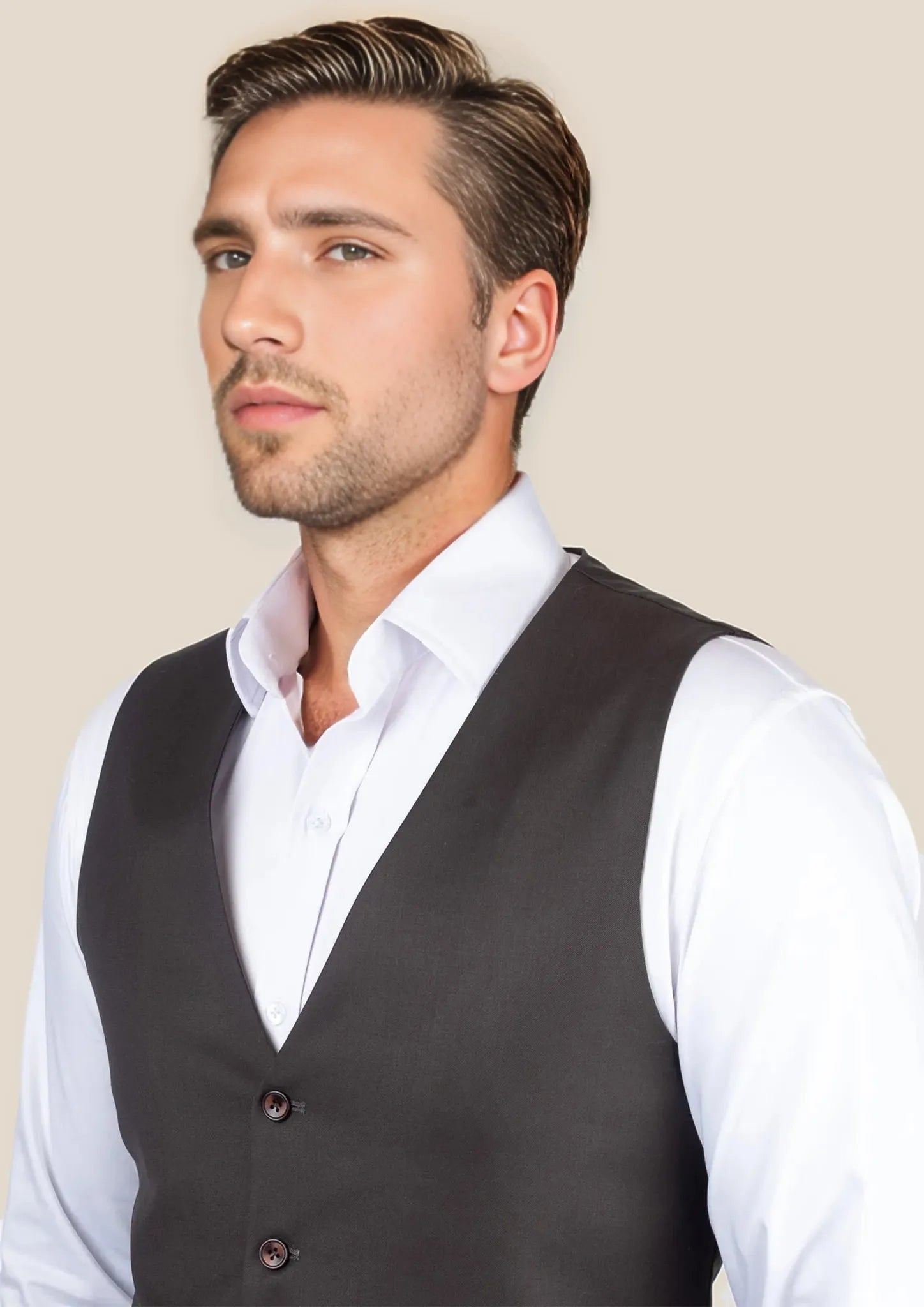 Sable Brown Twill Vest - SARTORO532