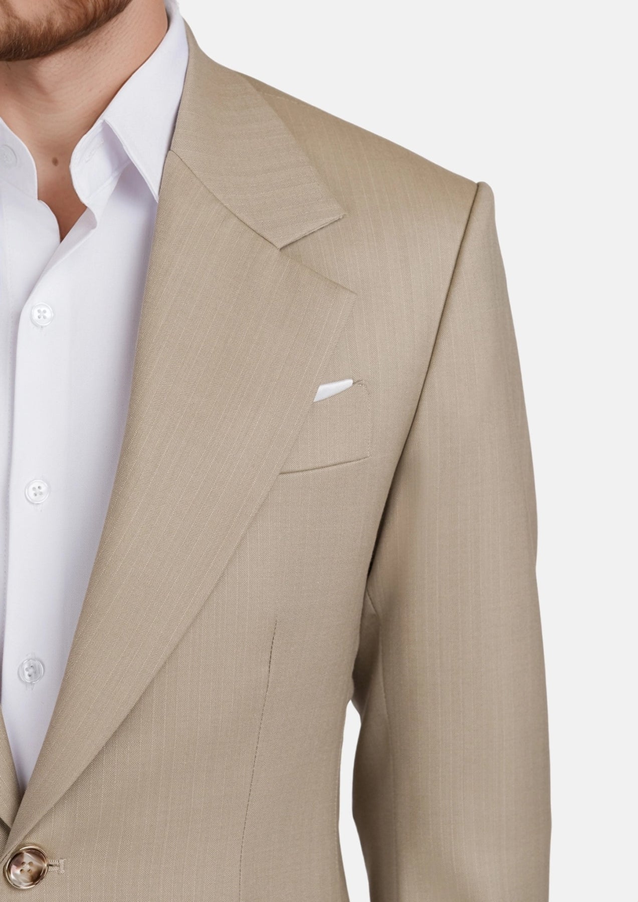 Sand Herringbone Ellis Jacket - SARTORO341