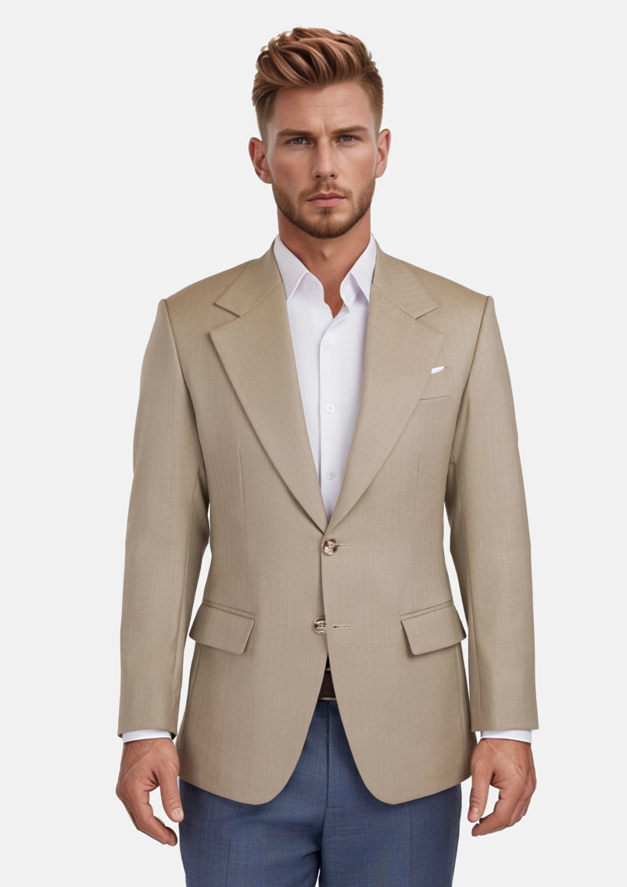 Sand Herringbone Ellis Jacket - SARTORO685
