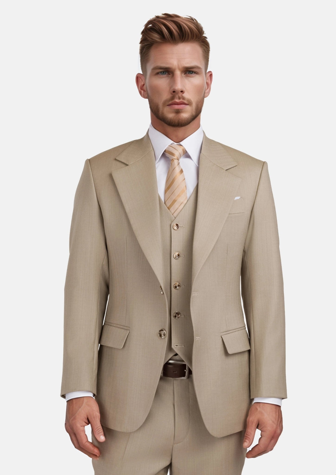 Sand Herringbone Ellis Suit - SARTORO