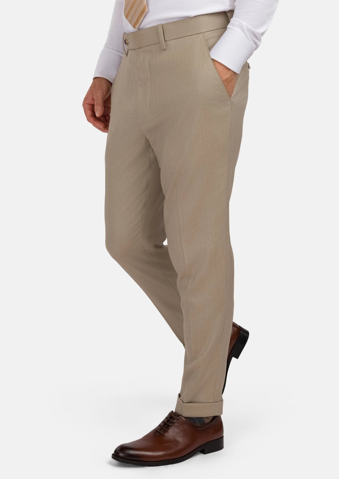 Sand Herringbone Pants - SARTORO