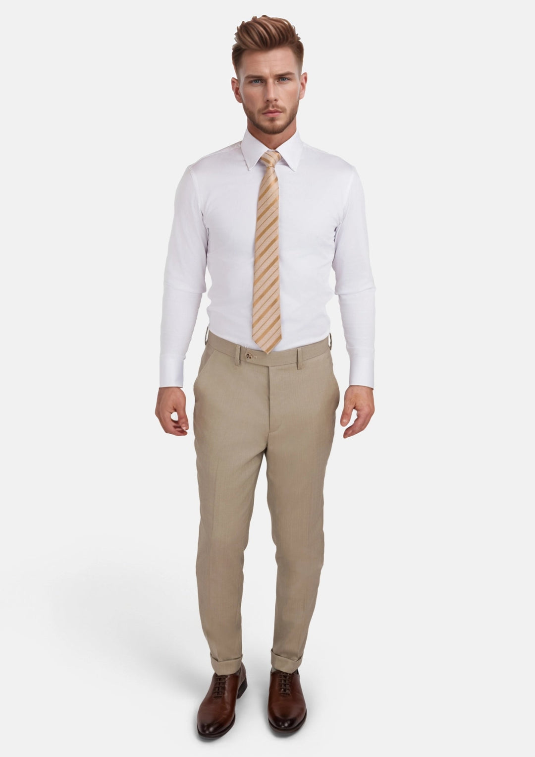 Sand Herringbone Pants - SARTORO