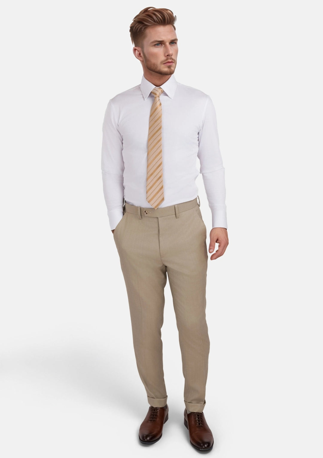 Sand Herringbone Pants - SARTORO