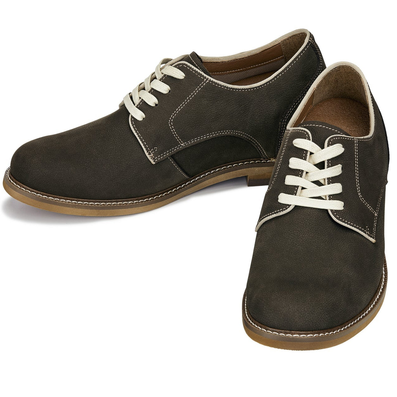 Sardine Grey Business Casual Leather Derbies - 3 Inches Taller - SARTORO339