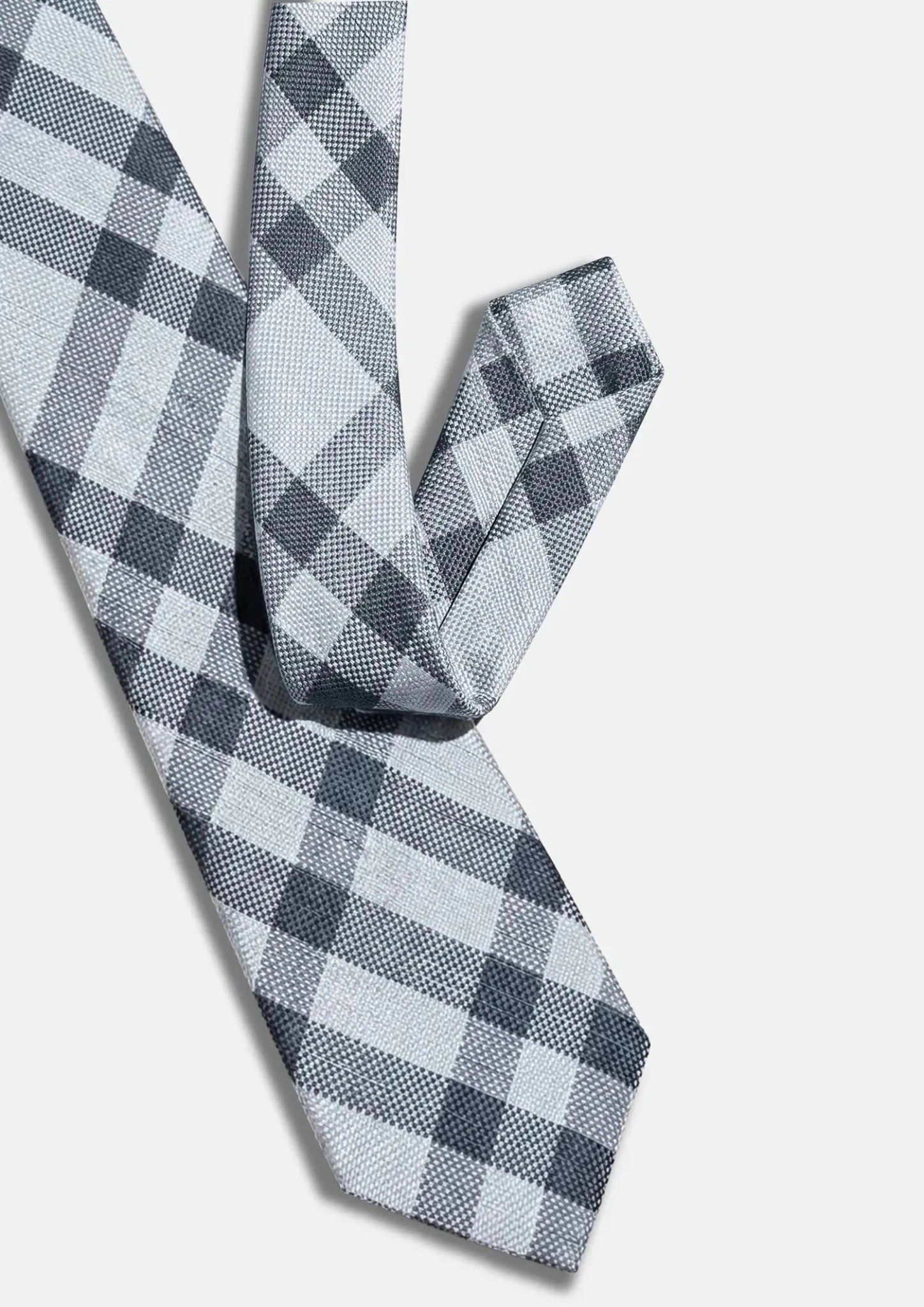 Silver Grey Plaid Tie935