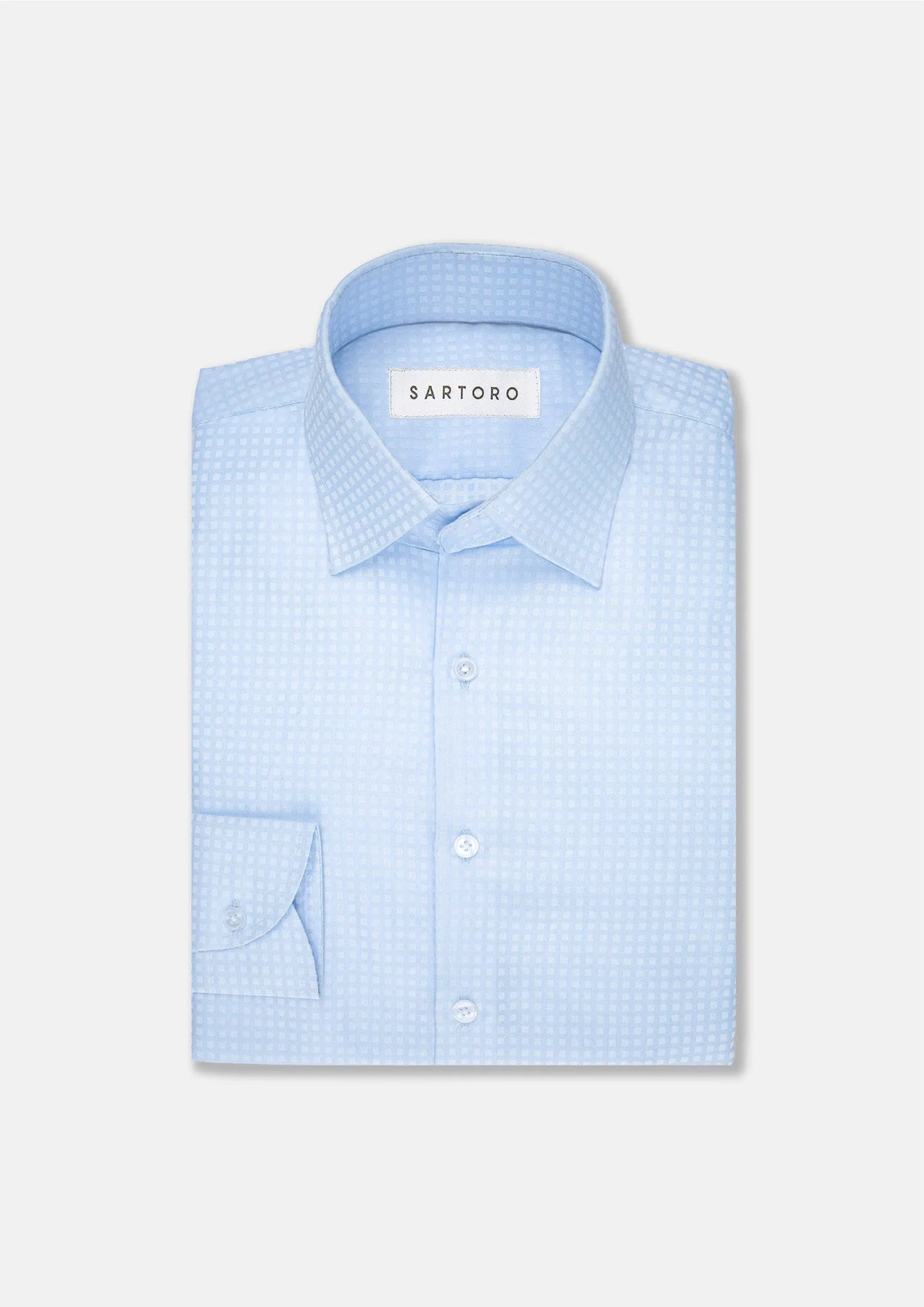 Sky Blue Microcheck Shirt - SARTORO505