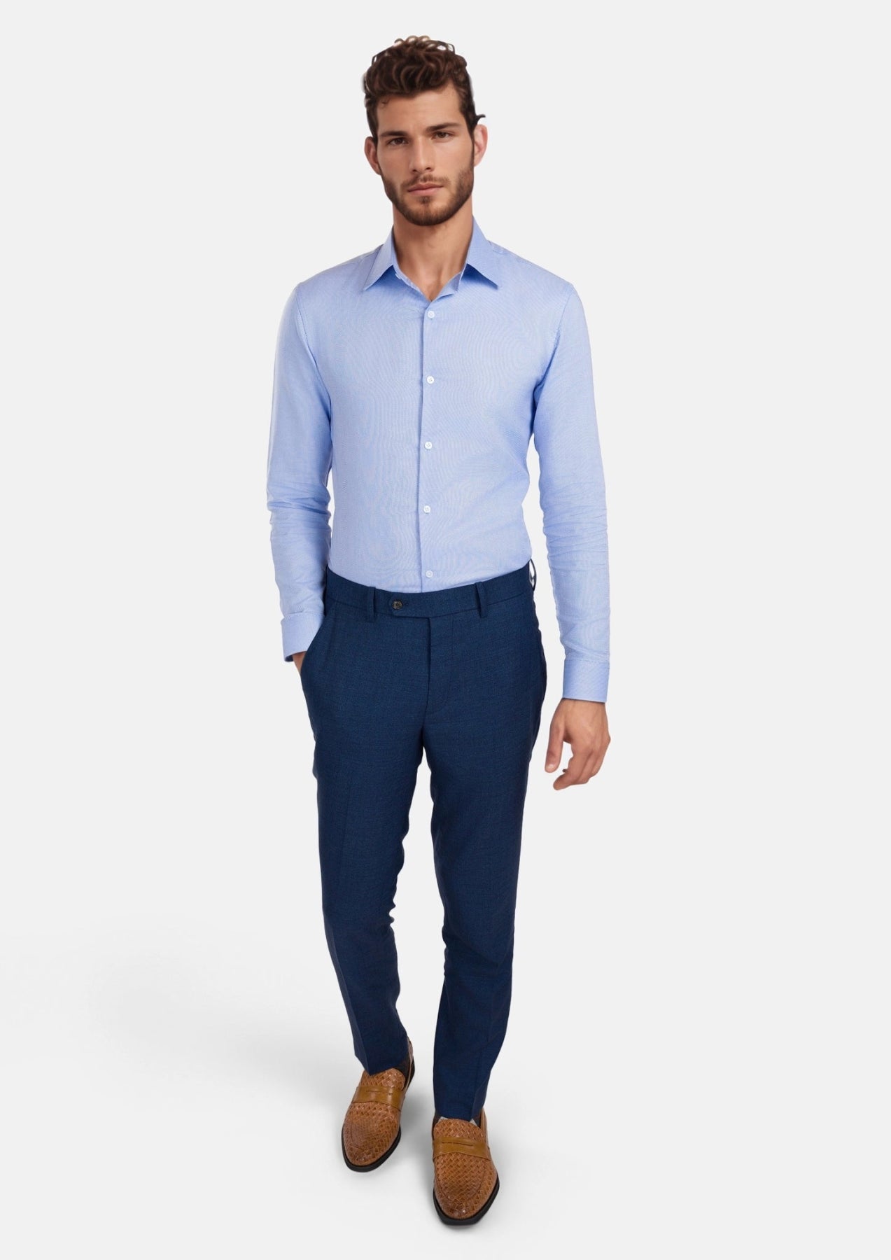 Royal Blue Basket Weave Shirt