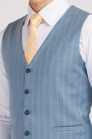 Sky Blue Pinstripe Vest - SARTORO