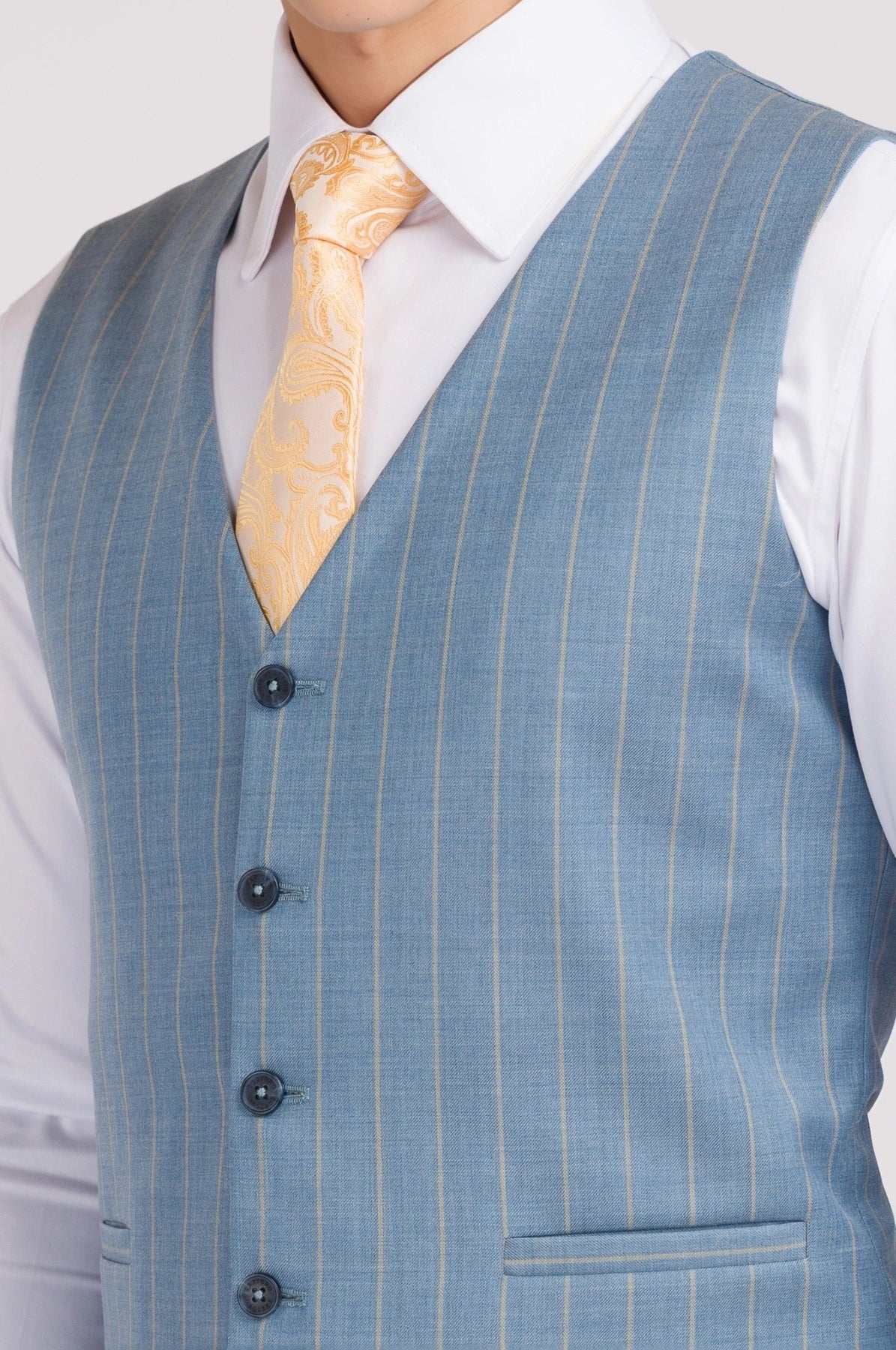 Sky Blue Pinstripe Vest - SARTORO466