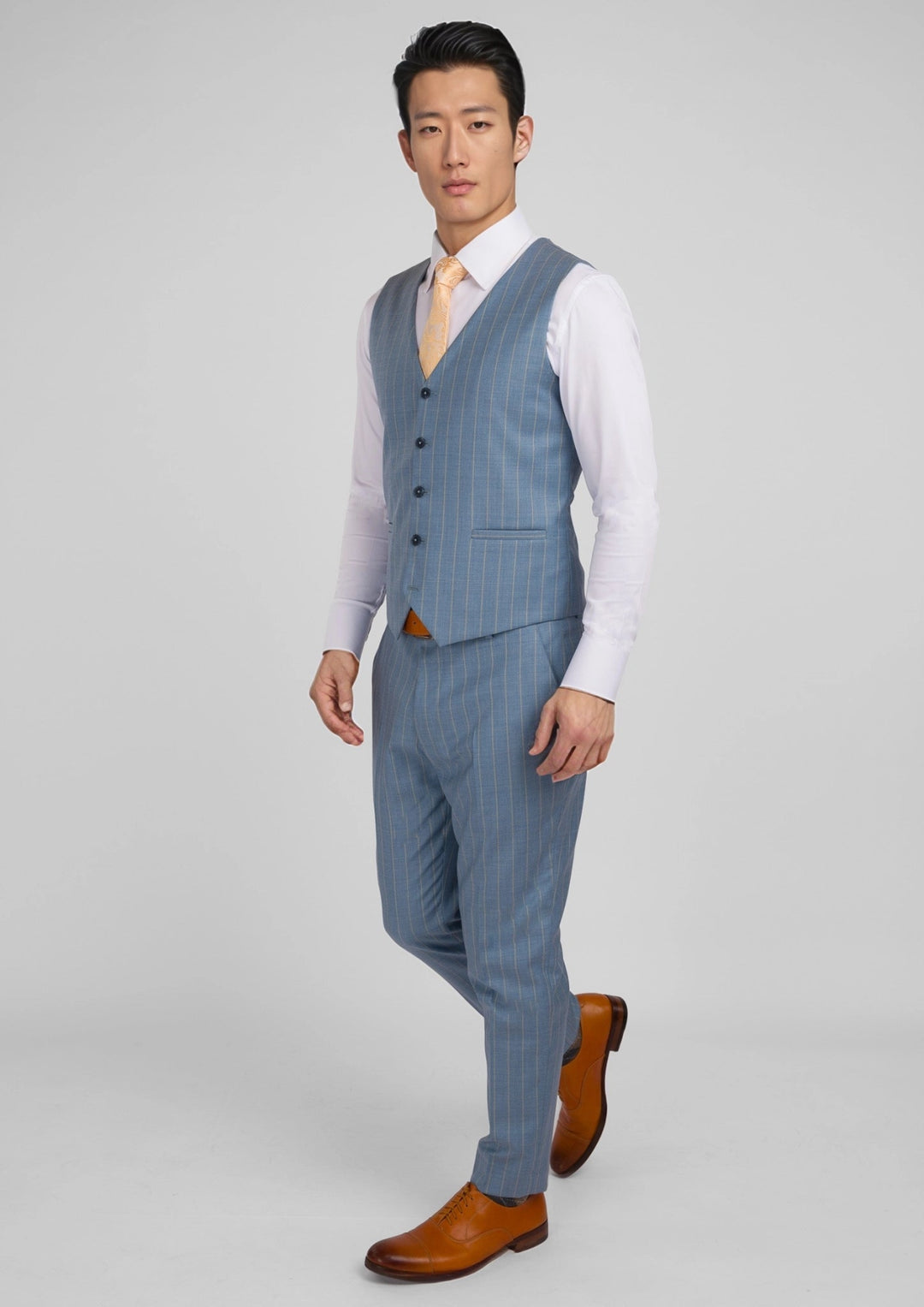 Sky Blue Pinstripe Vest - SARTORO