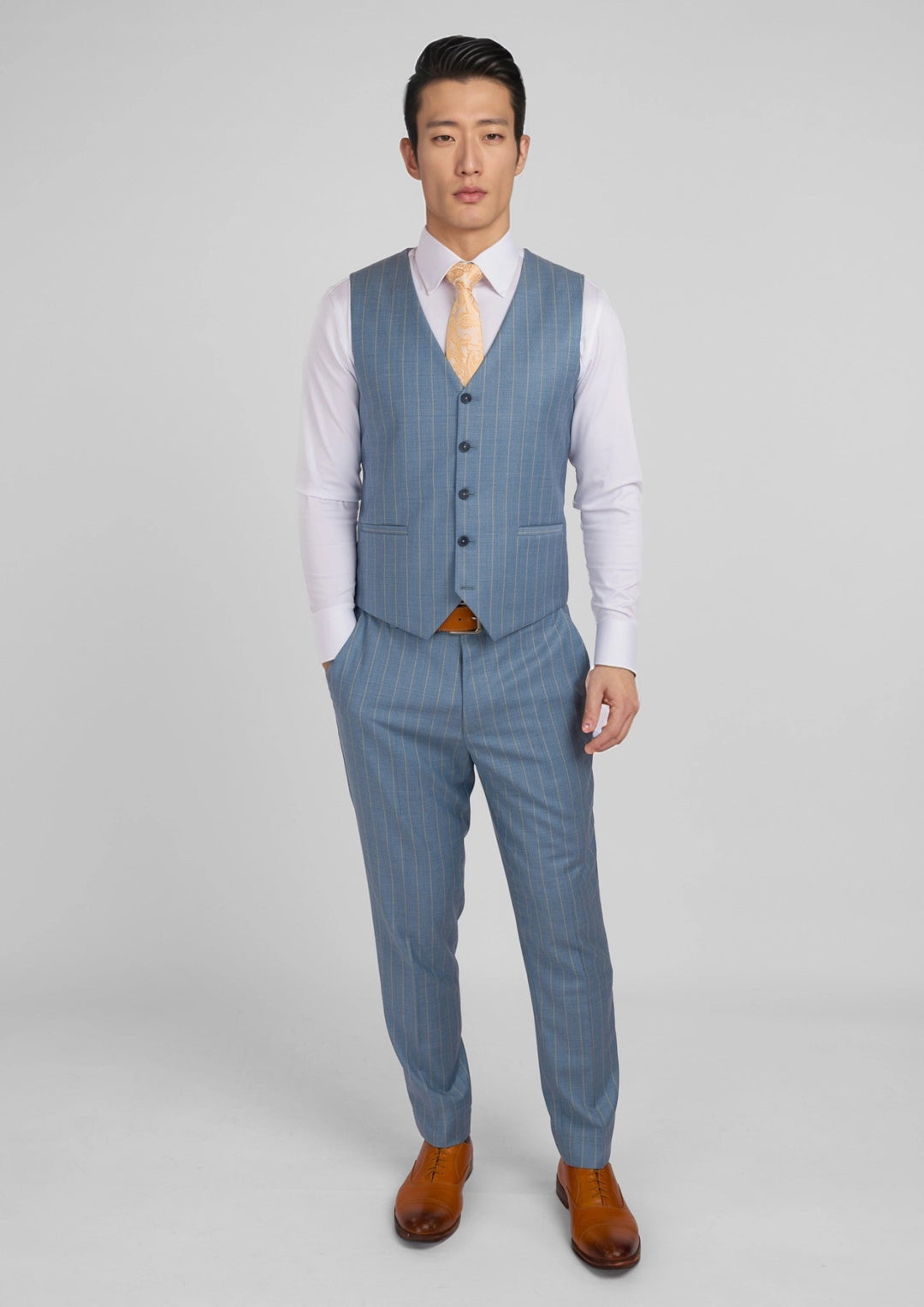 Sky Blue Pinstripe Vest - SARTORO