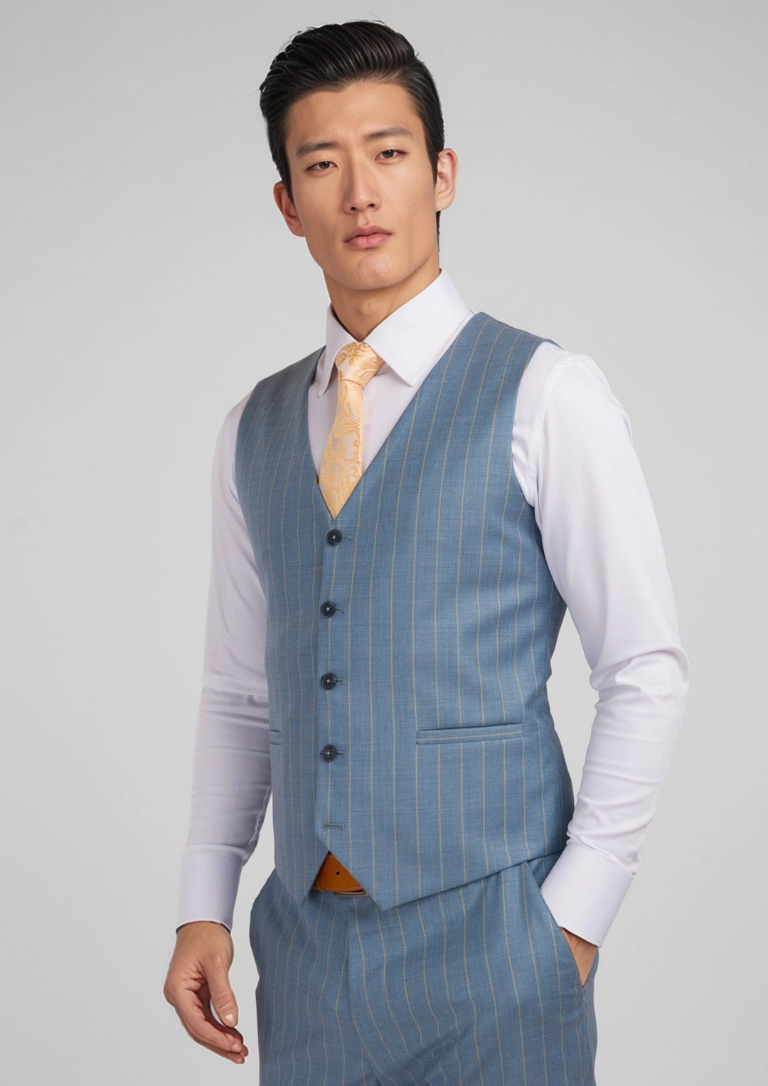 Sky Blue Pinstripe Vest - SARTORO