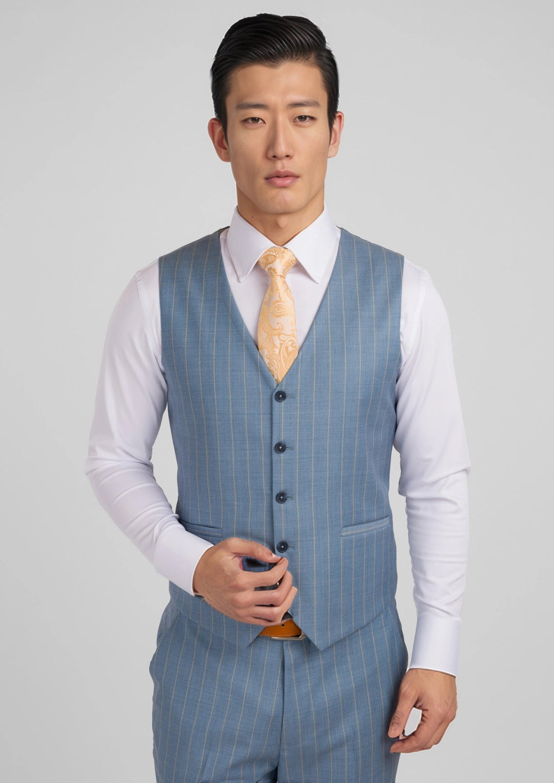 Sky Blue Pinstripe Vest - SARTORO