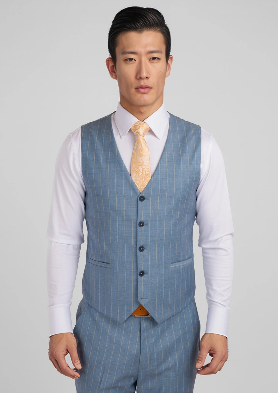 Sky Blue Pinstripe Vest - SARTORO