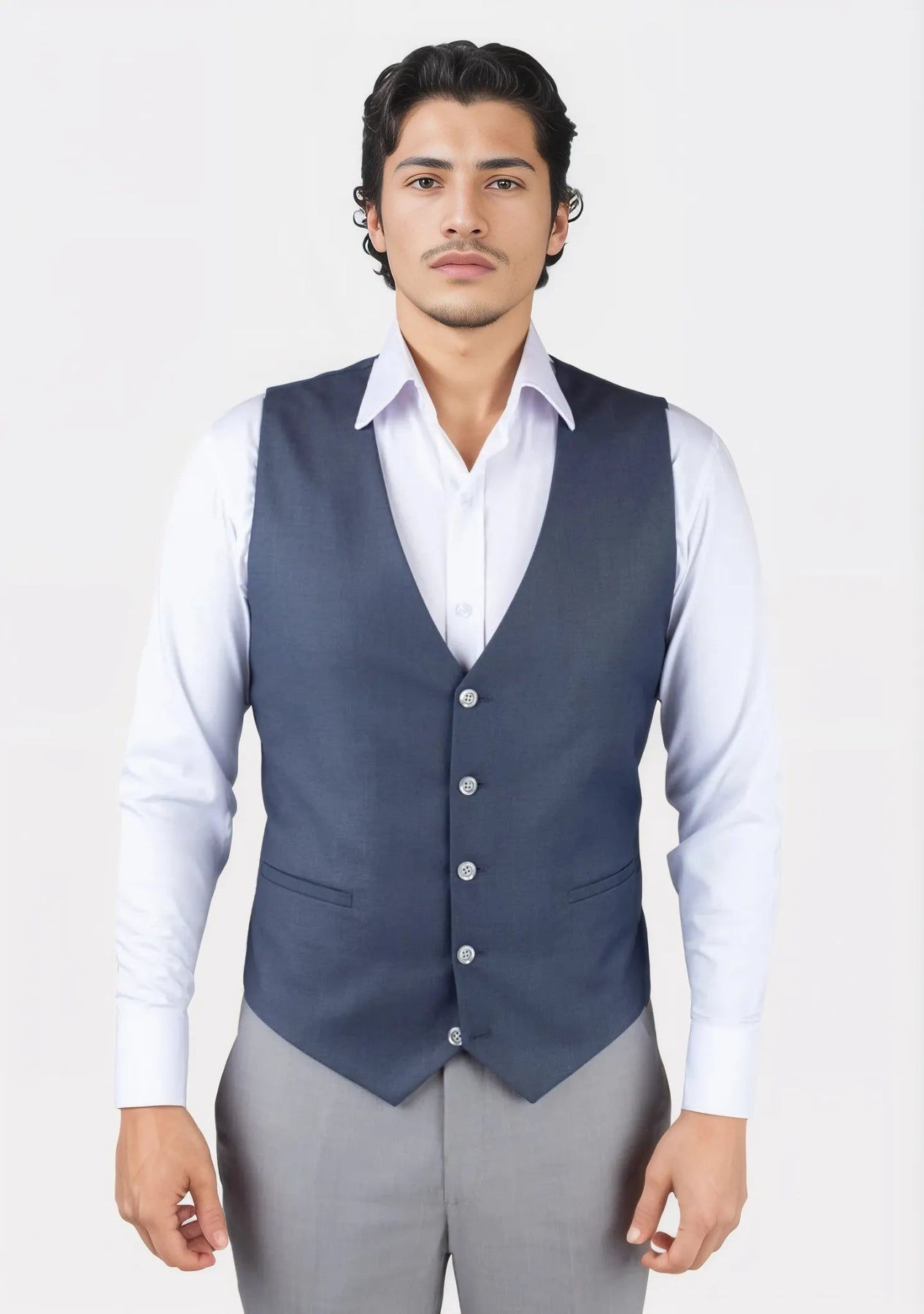 Slate Grey Twill Vest - SARTORO924