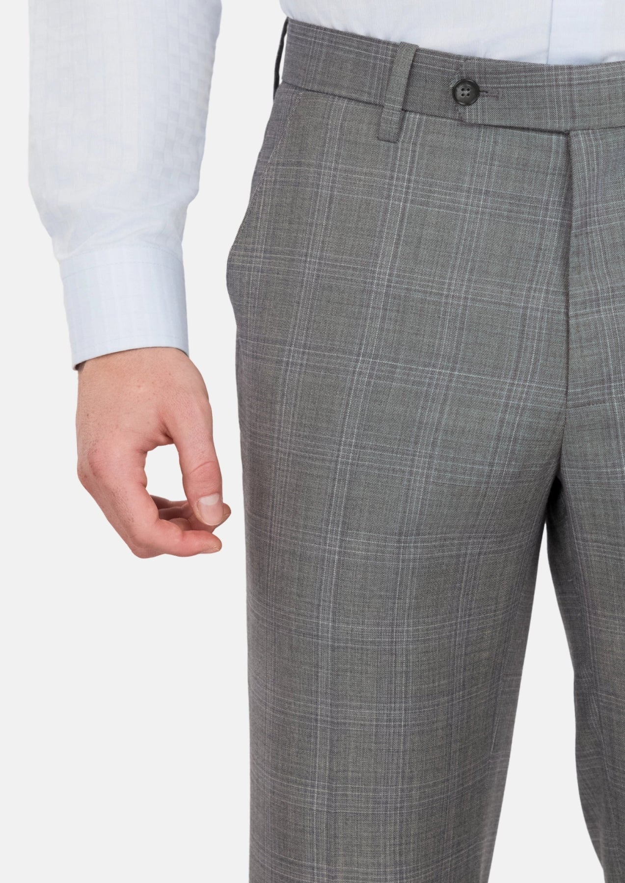 Smoke Grey Checked Pants