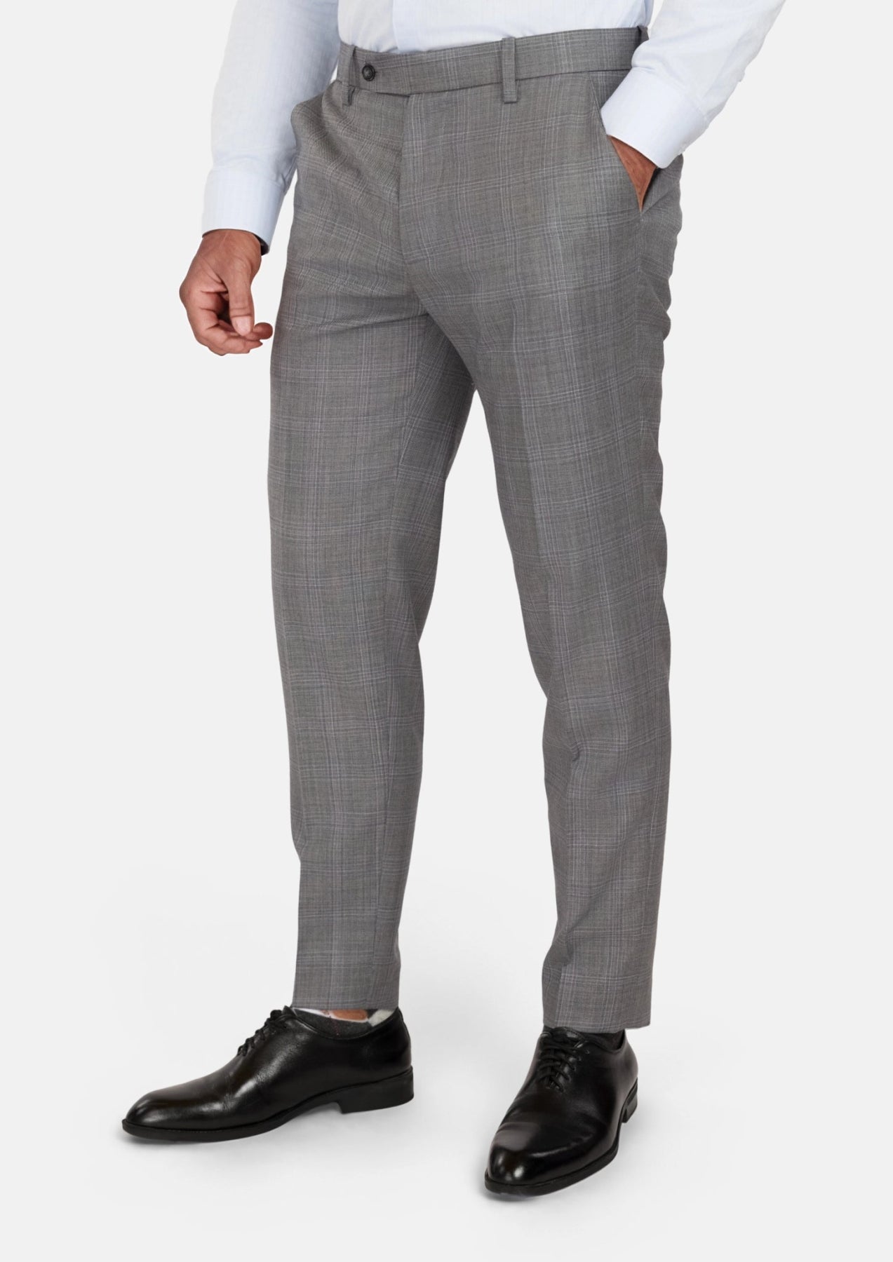 Smoke Grey Checked Pants