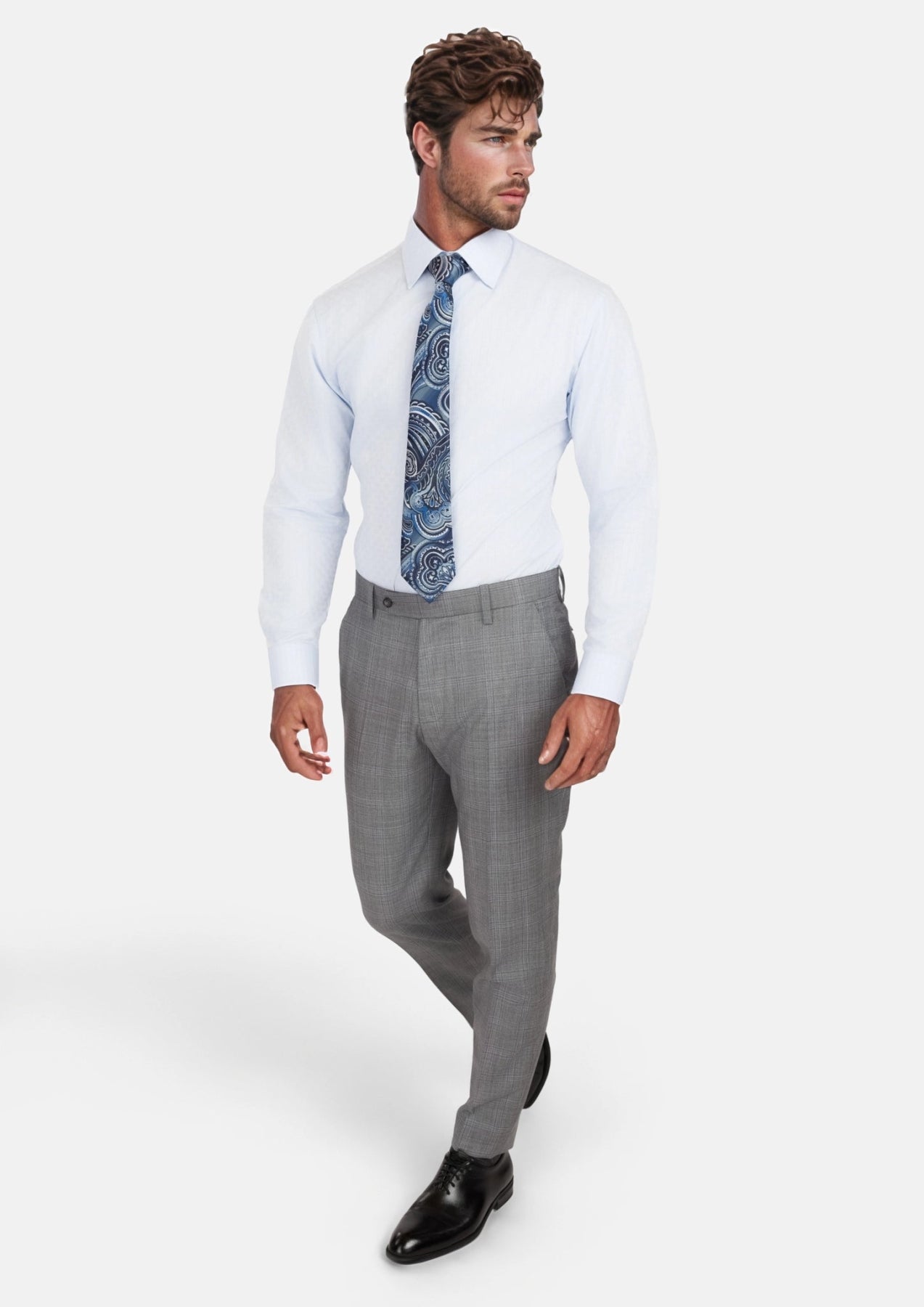 Smoke Grey Checked Pants