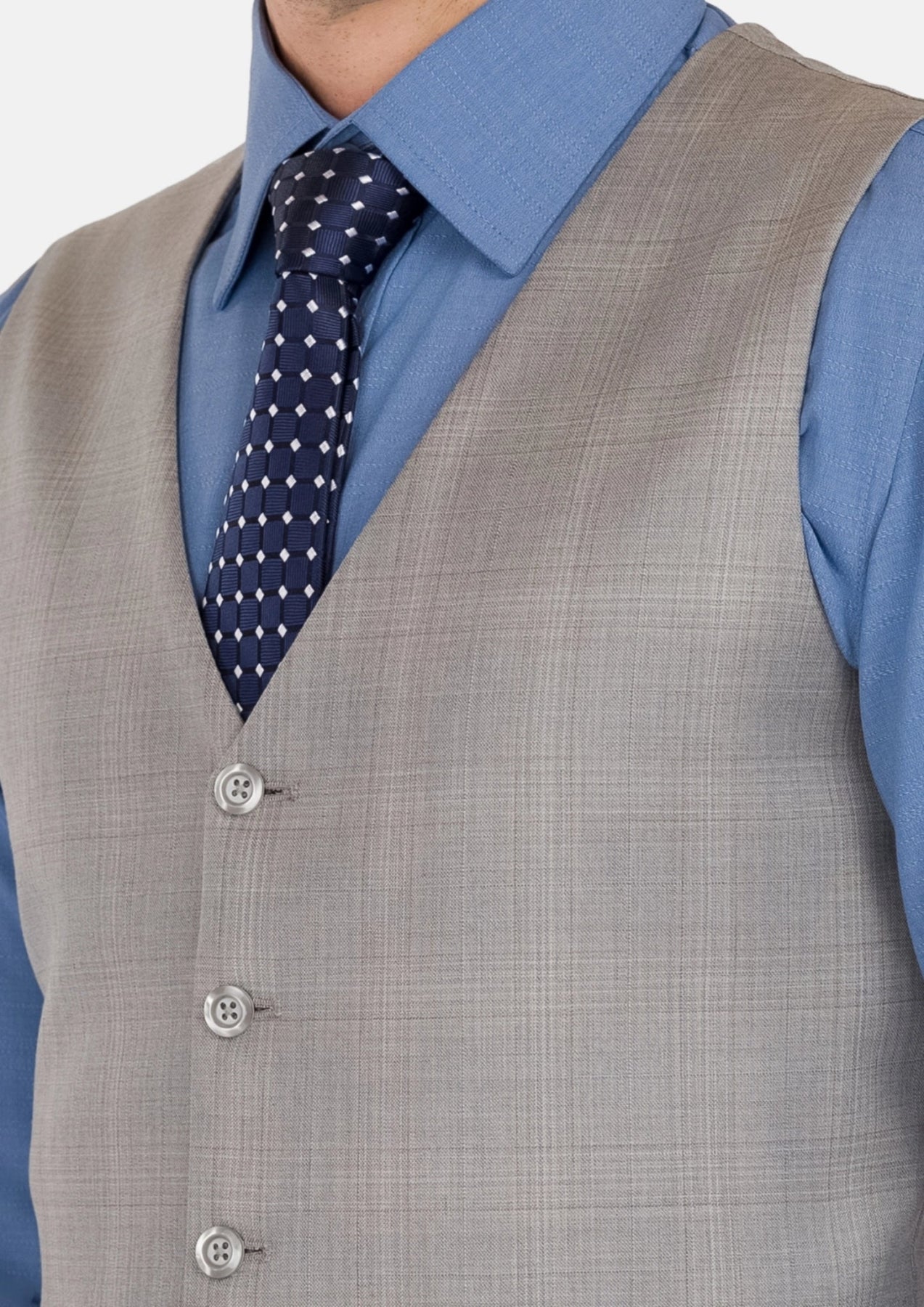 Spanish Grey Checked Vest - SARTORO605