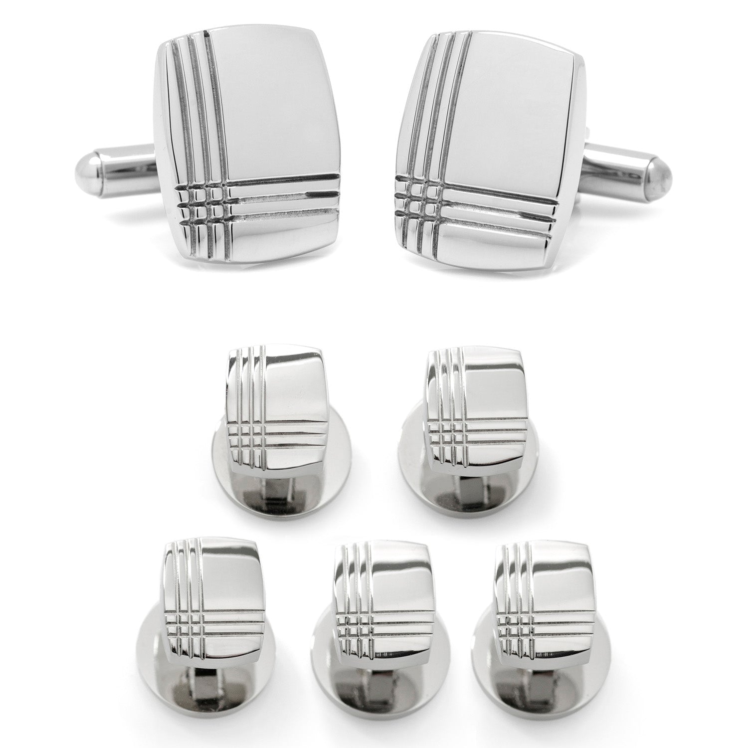 Stainless Steel Tartan Plaid 5-Stud Set - SARTORO131