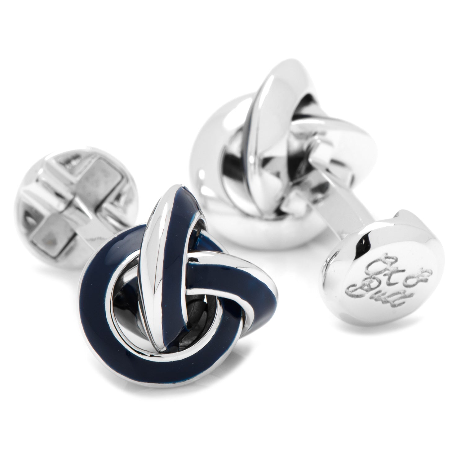 Sterling Blue Enamel Knot Cufflinks - SARTORO56
