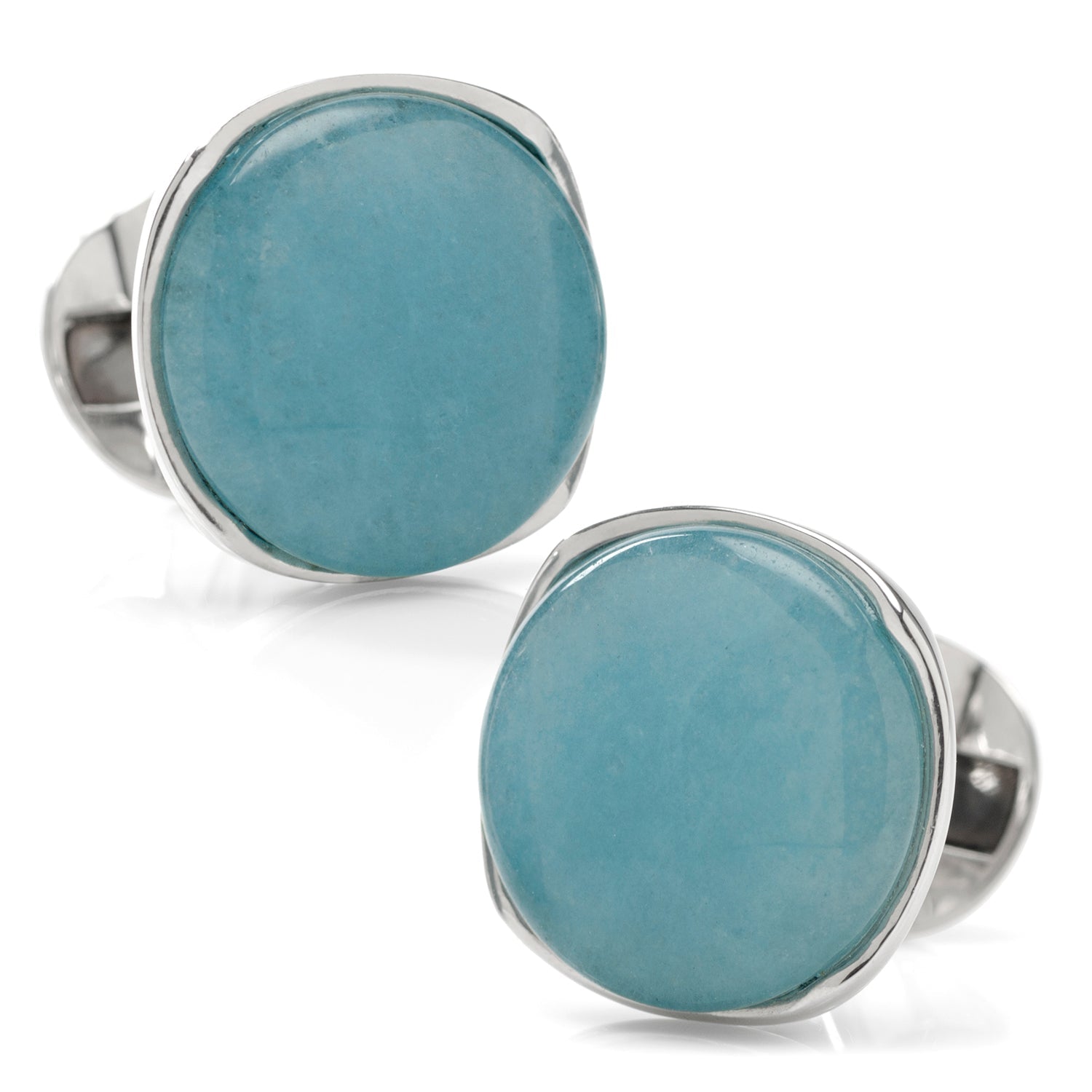 Sterling Silver Classic Formal Aquamarine Jade Cufflinks - SARTORO610
