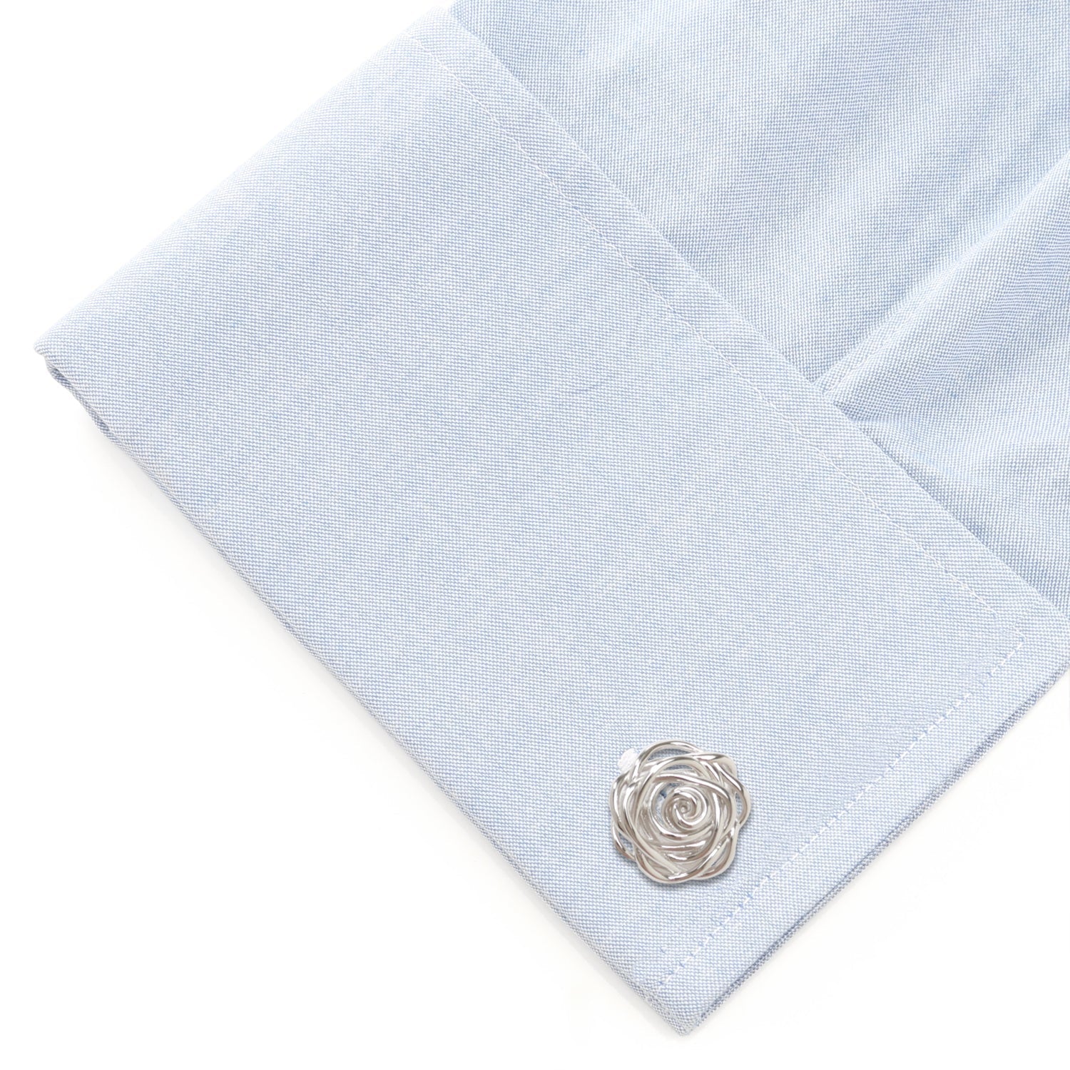 Sterling Silver Rhodium Plated Rose Cufflinks - SARTORO676